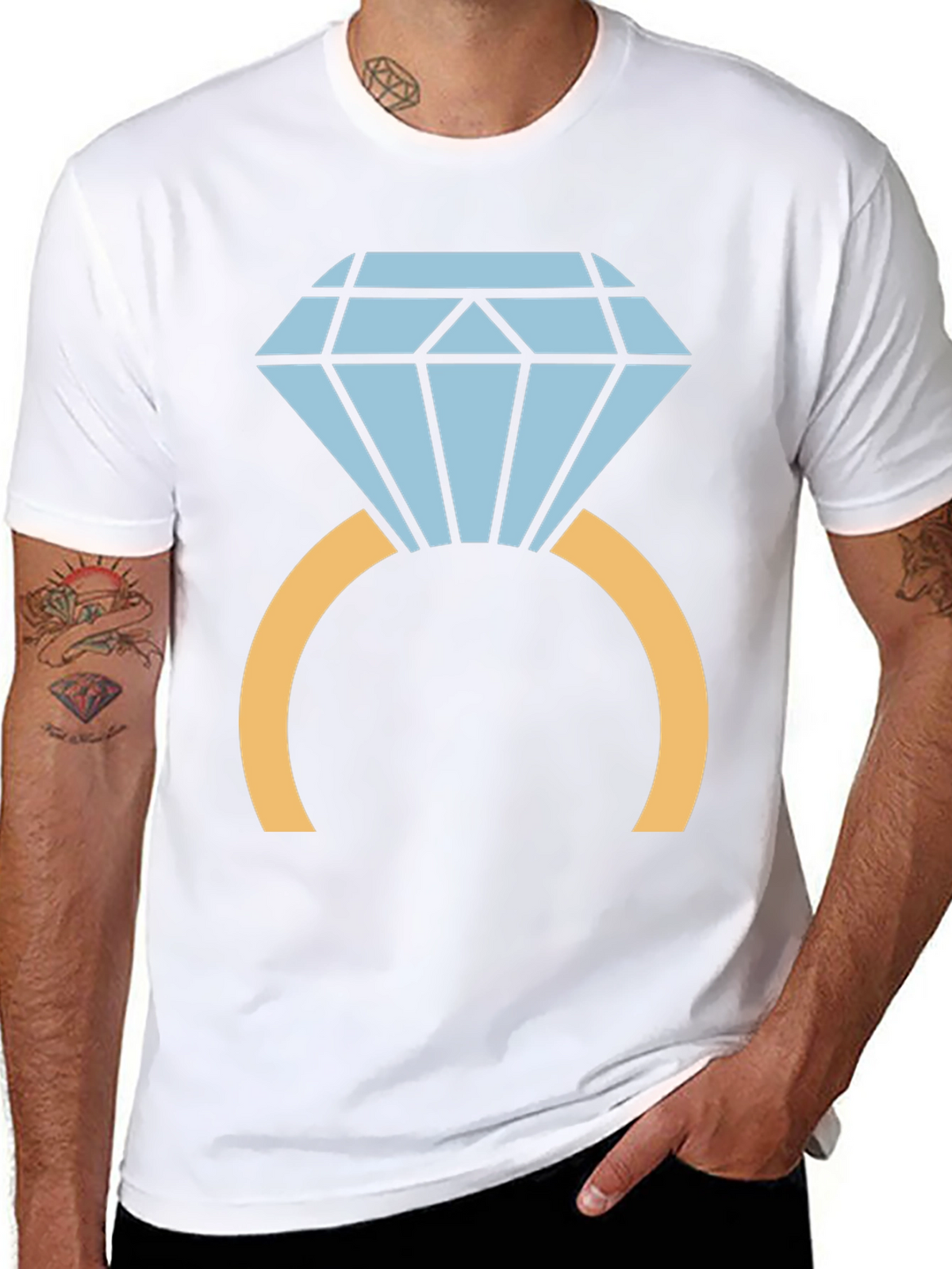 Diamond Ring Graphic Tee - Stylish Black T-Shirt