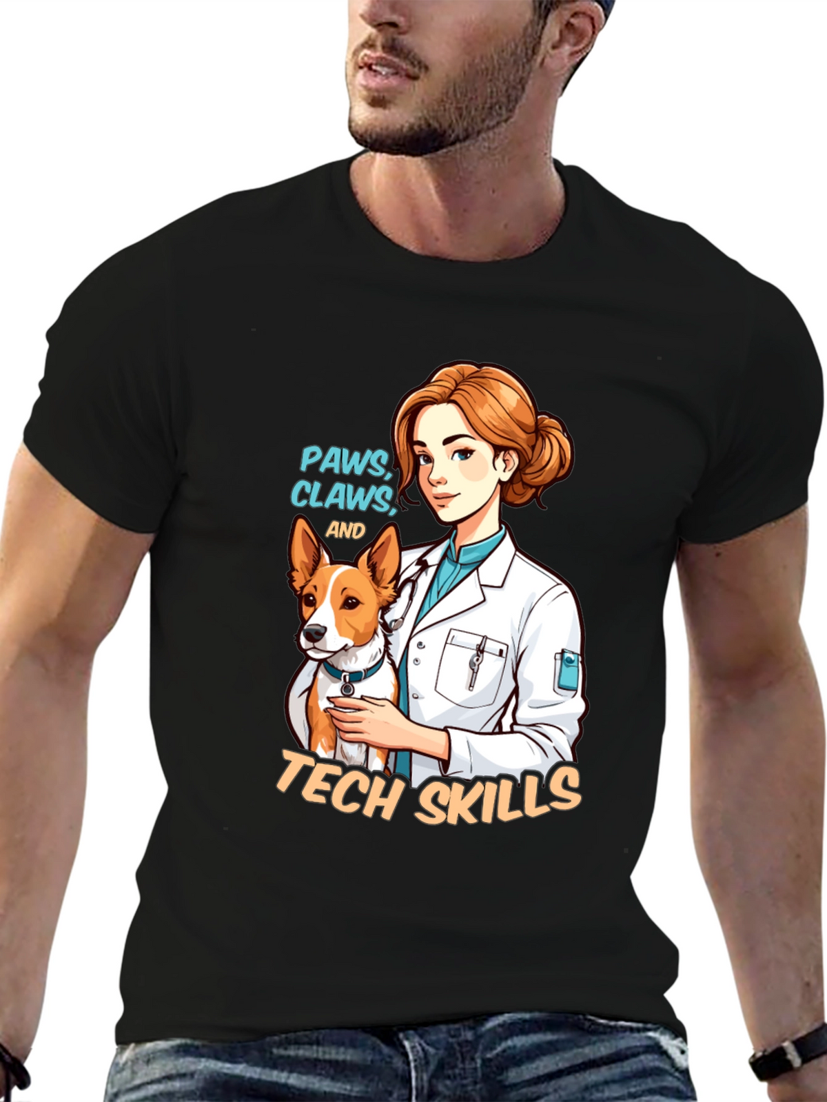Vet Tech Paws Claws and Tech Skills T-Shirt