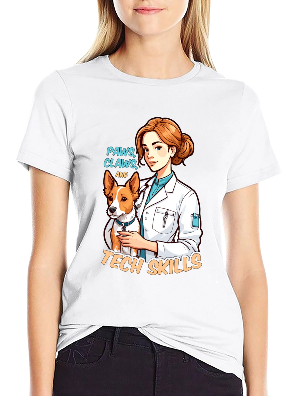 Vet Tech Paws Claws and Tech Skills T-Shirt