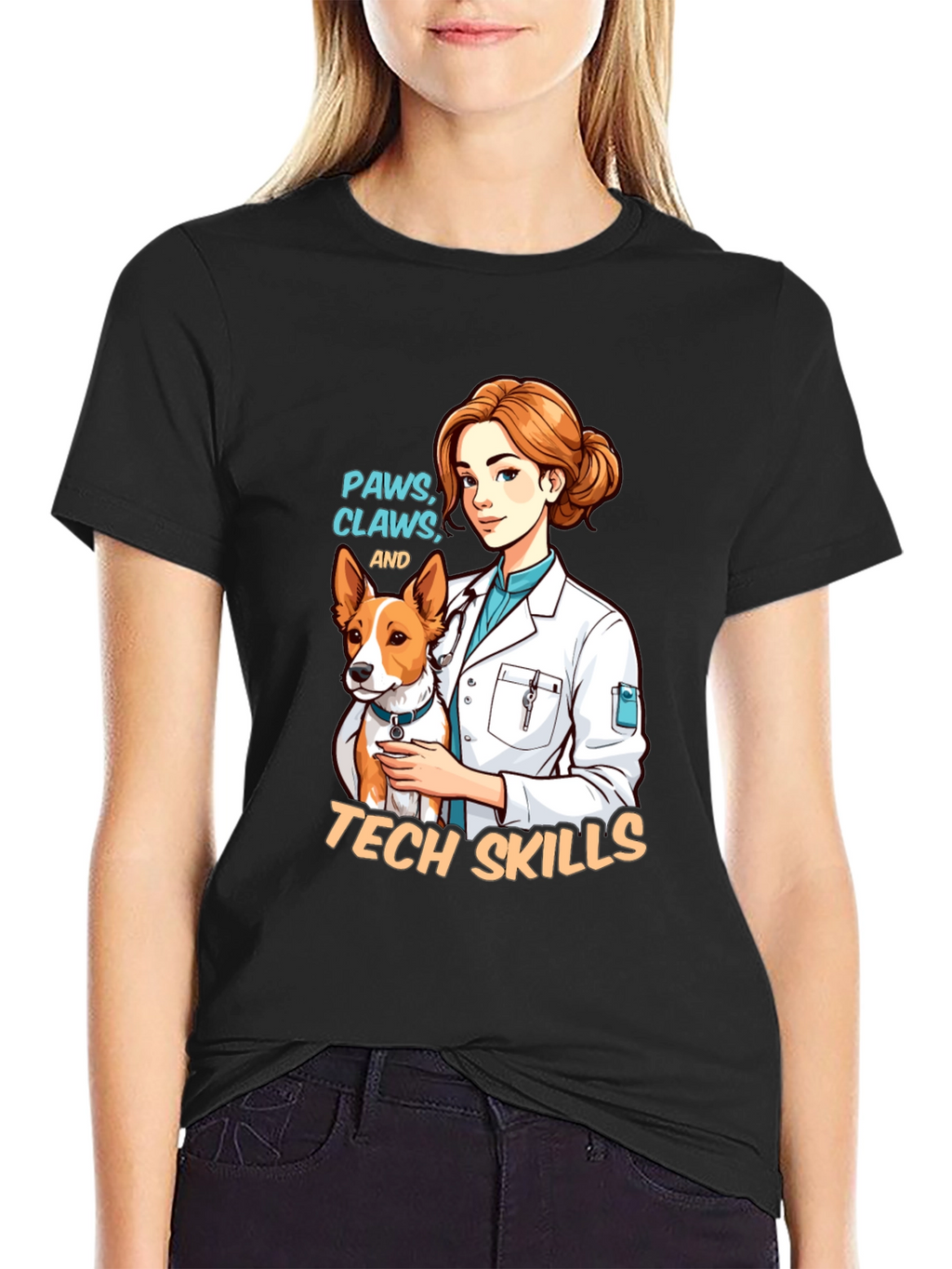 Vet Tech Paws Claws and Tech Skills T-Shirt