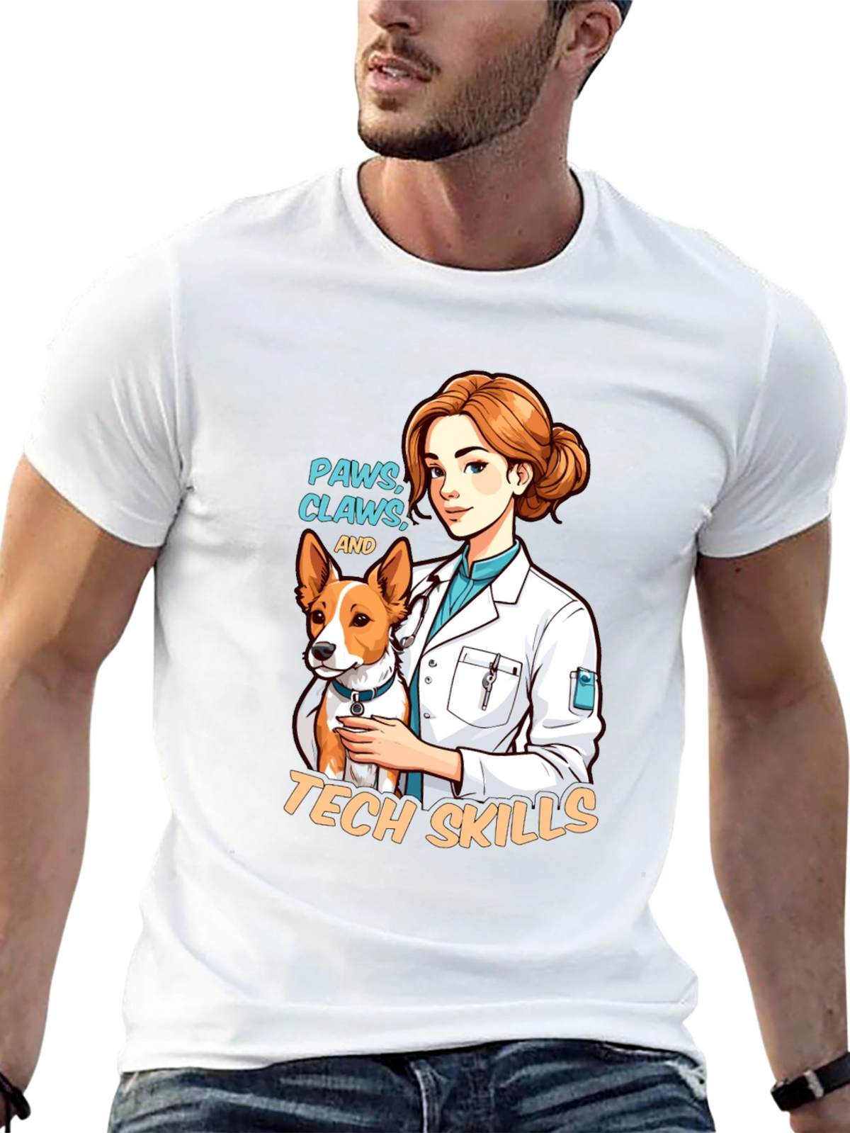 Vet Tech Paws Claws and Tech Skills T-Shirt