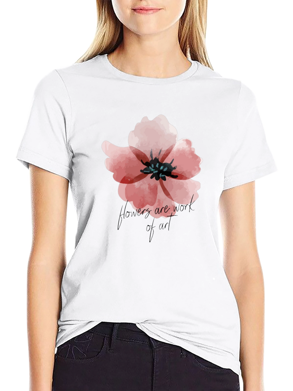 Floral Graphic Black T-Shirt - Flowers Are Art