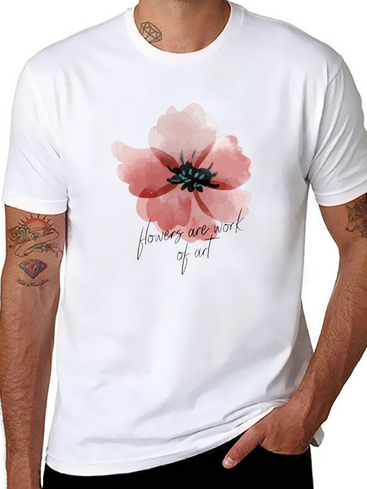 Floral Graphic Black T-Shirt - Flowers Are Art