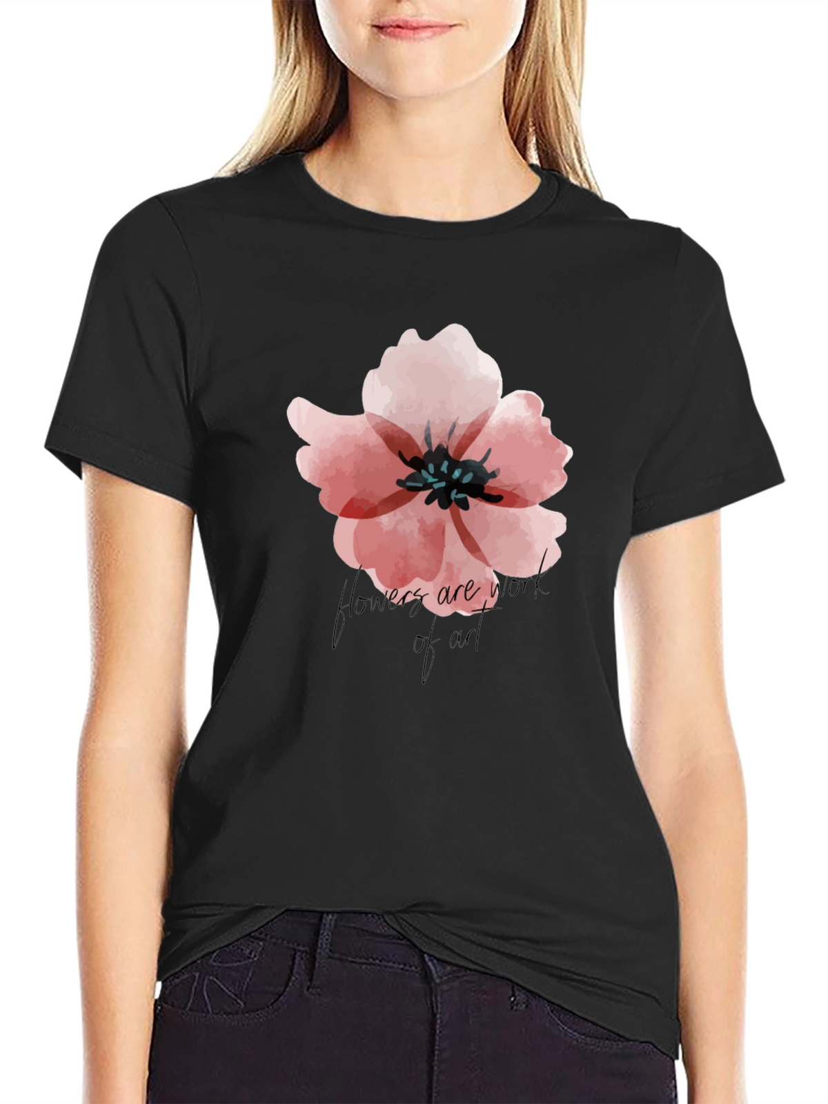 Floral Graphic Black T-Shirt - Flowers Are Art