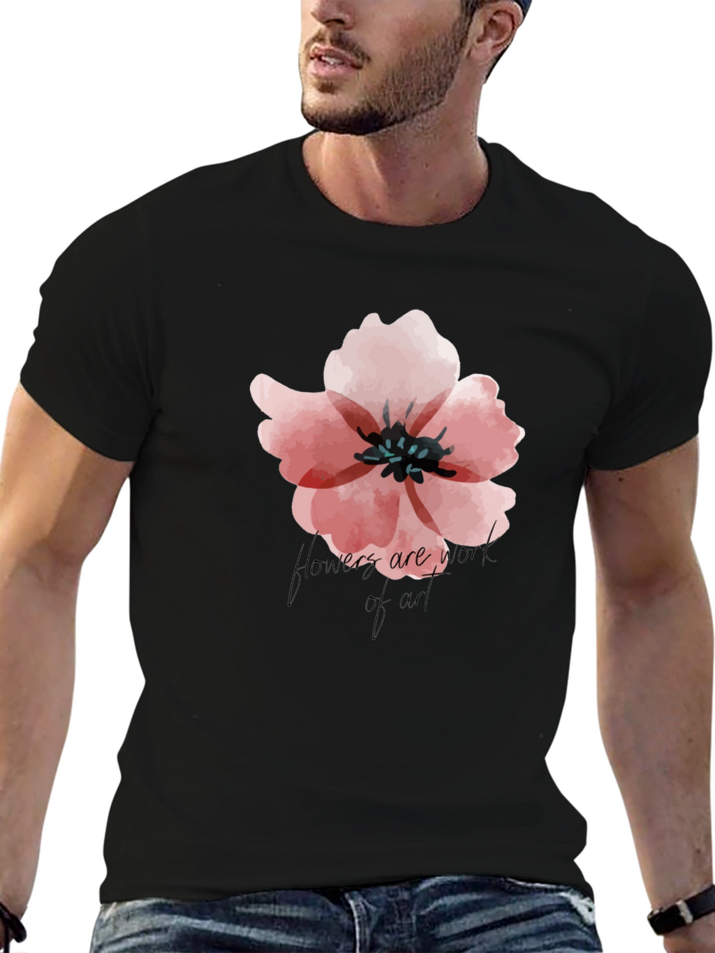 Floral Graphic Black T-Shirt - Flowers Are Art