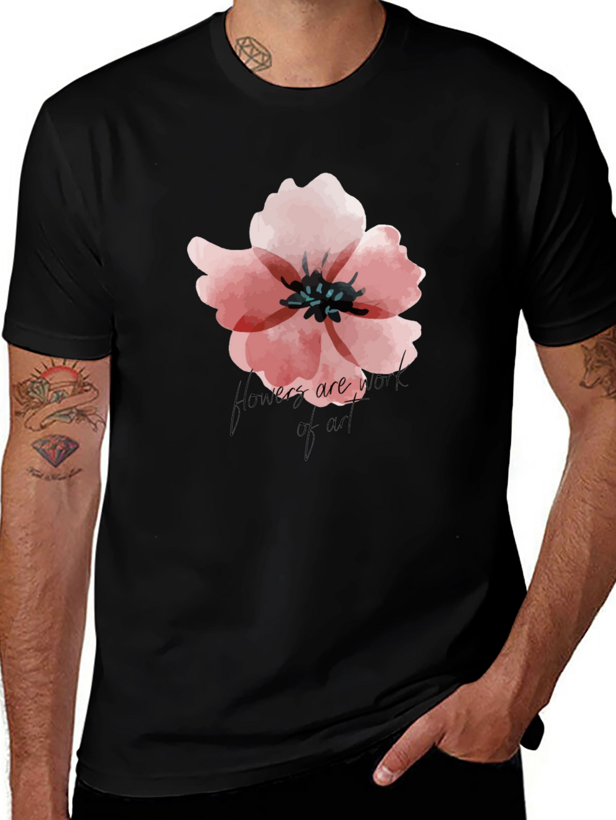 Floral Graphic Black T-Shirt - Flowers Are Art