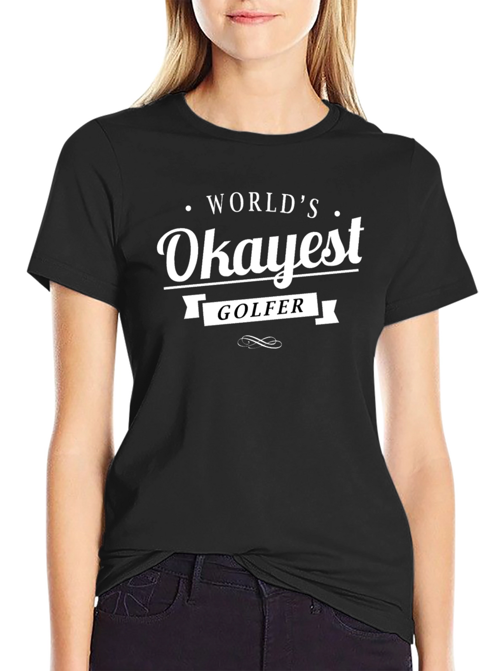 Worlds Okayest Golfer Black T-Shirt