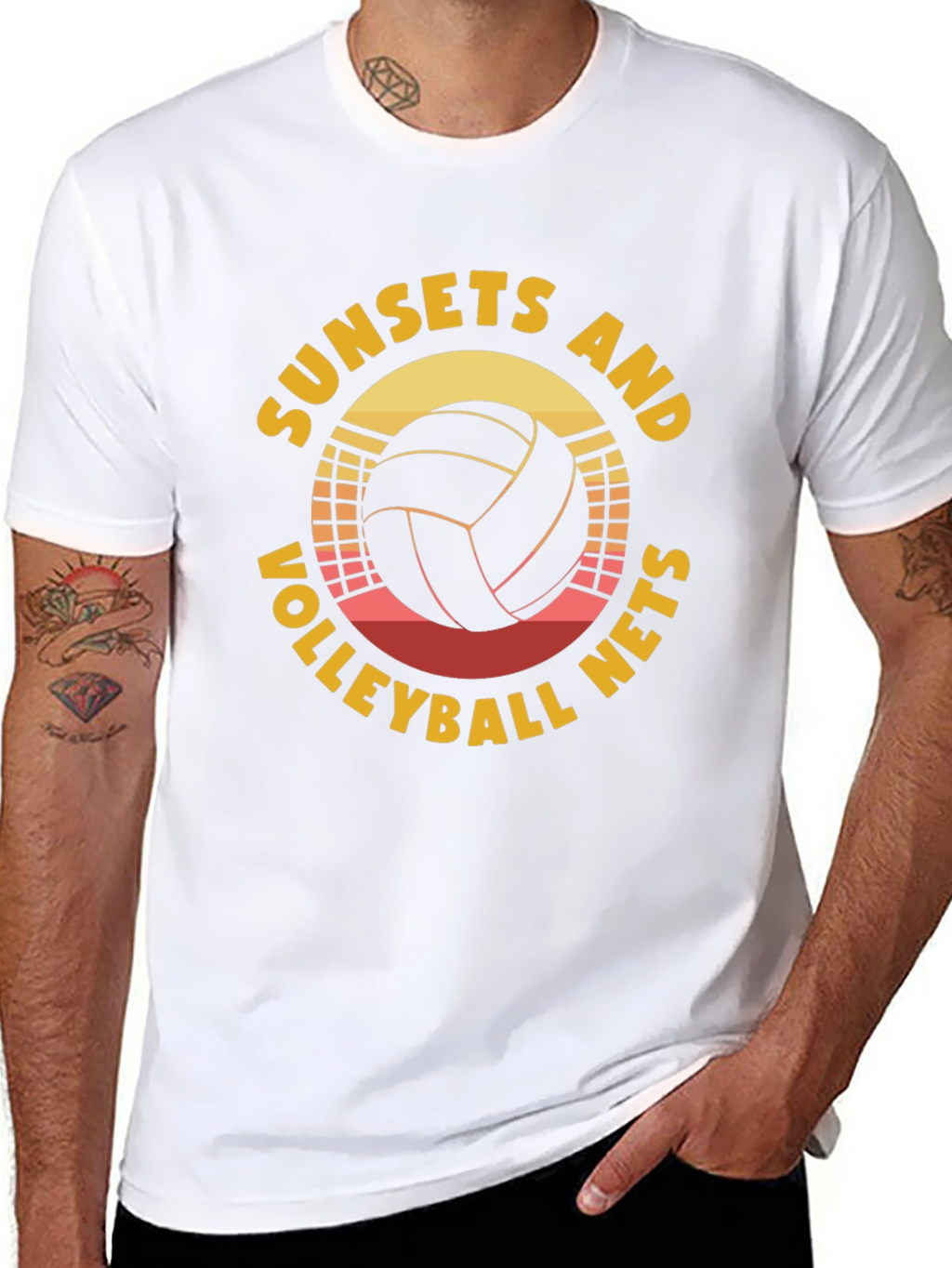 Sunset Volleyball Nets Graphic T-Shirt