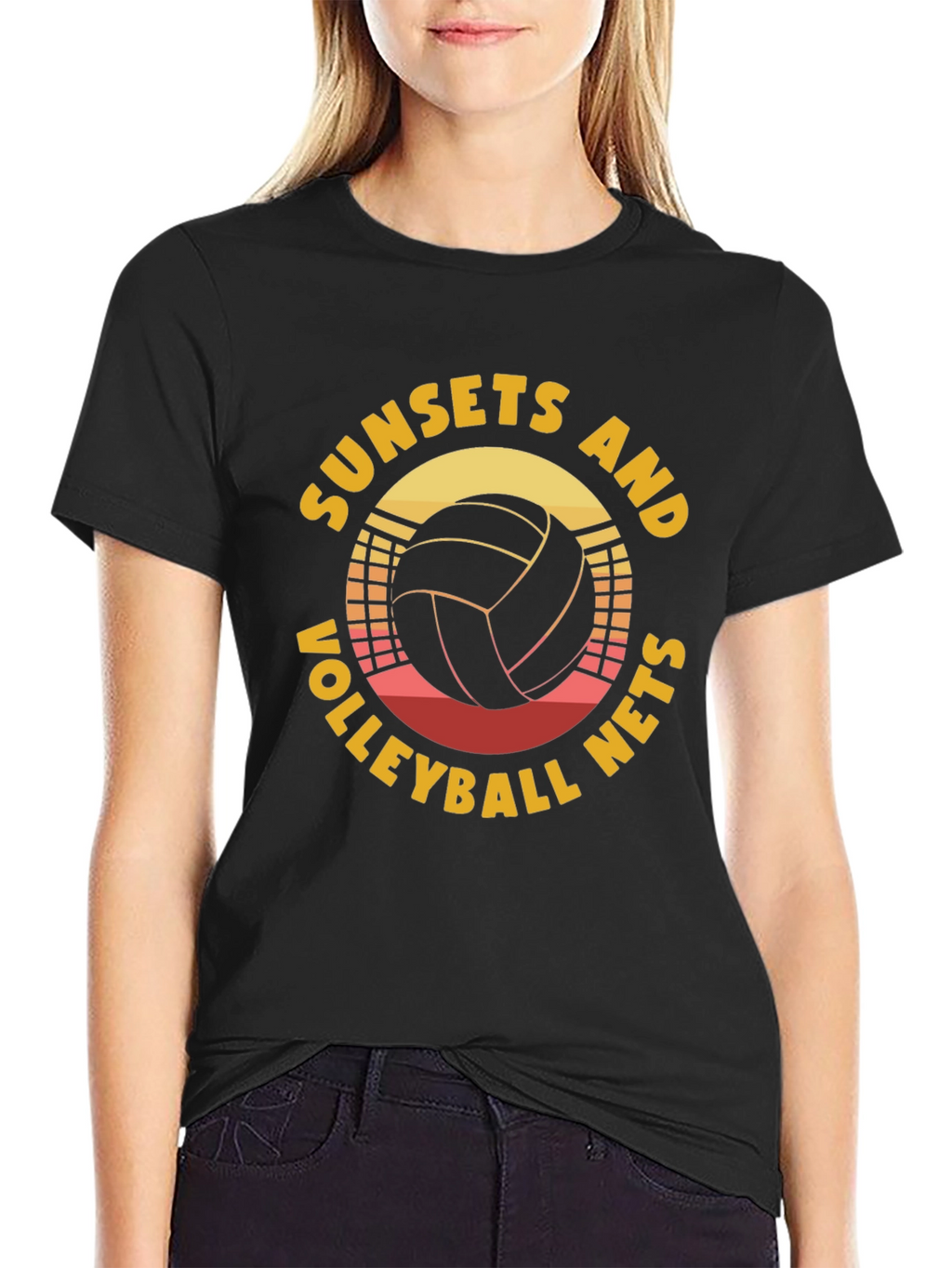 Sunset Volleyball Nets Graphic T-Shirt