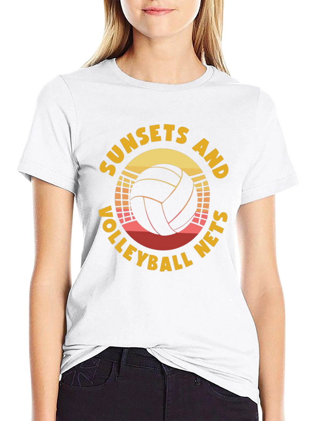 Sunset Volleyball Nets Graphic T-Shirt