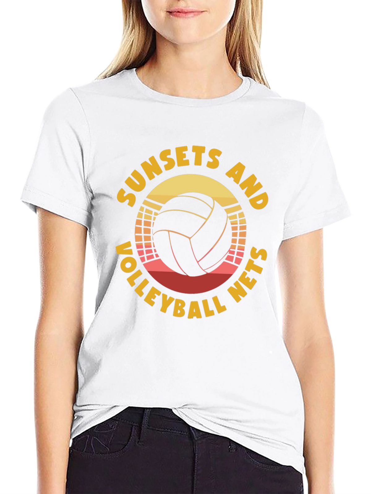 Sunset Volleyball Nets Graphic T-Shirt