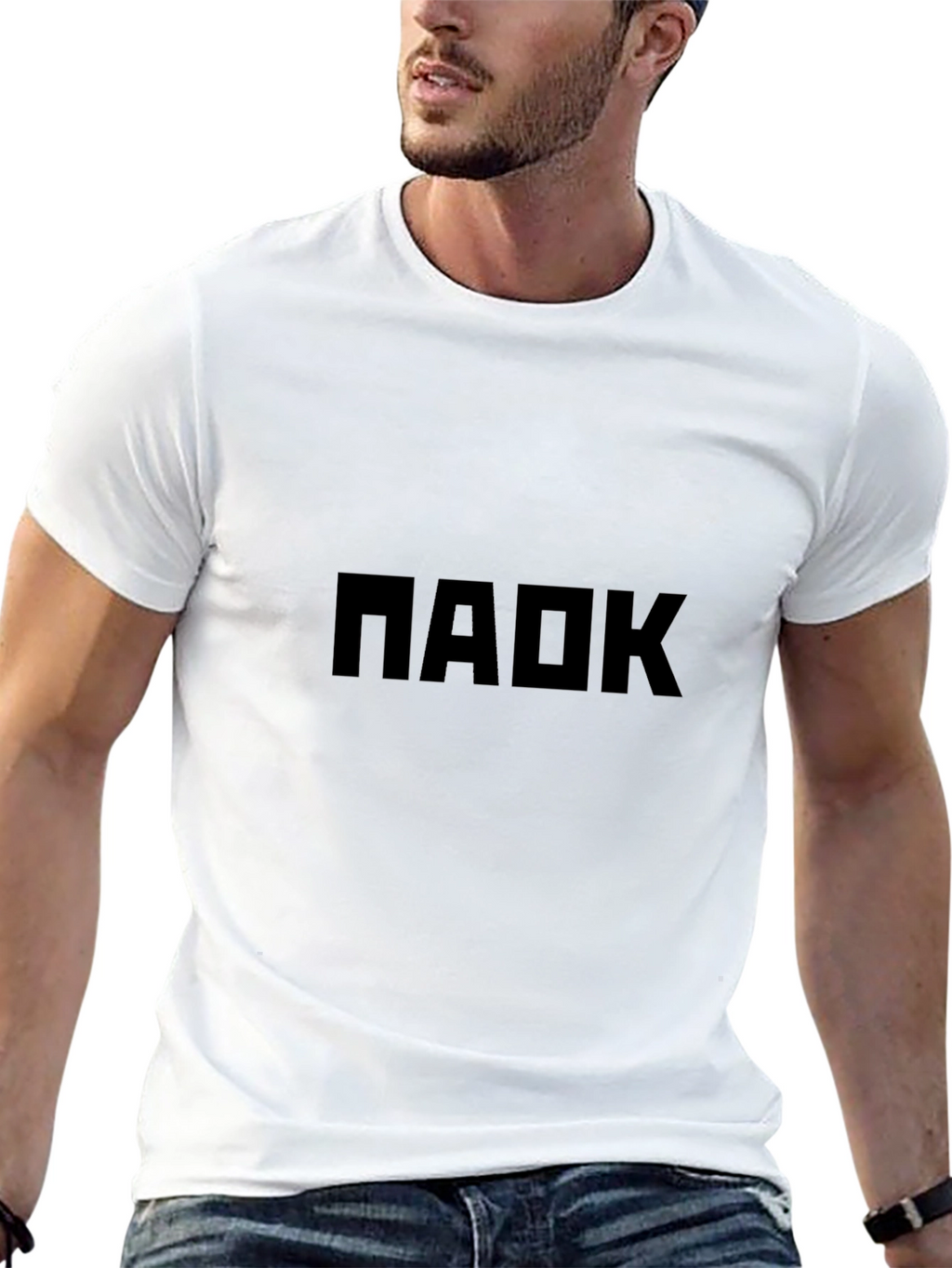 Mens Black T-Shirt with Bold Graphic Print