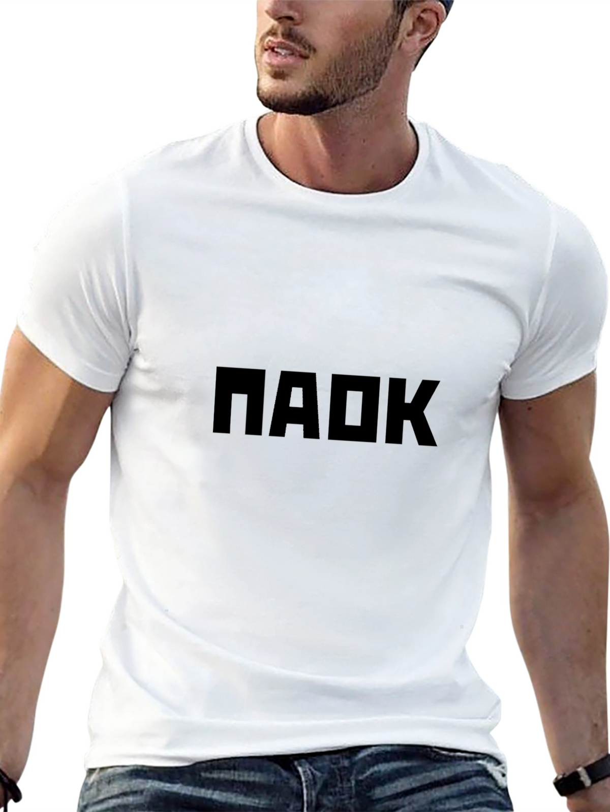 Mens Black T-Shirt with Bold Graphic Print