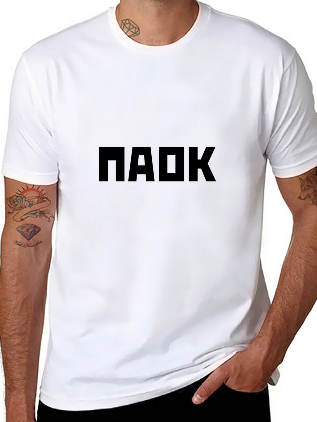 Mens Black T-Shirt with Bold Graphic Print