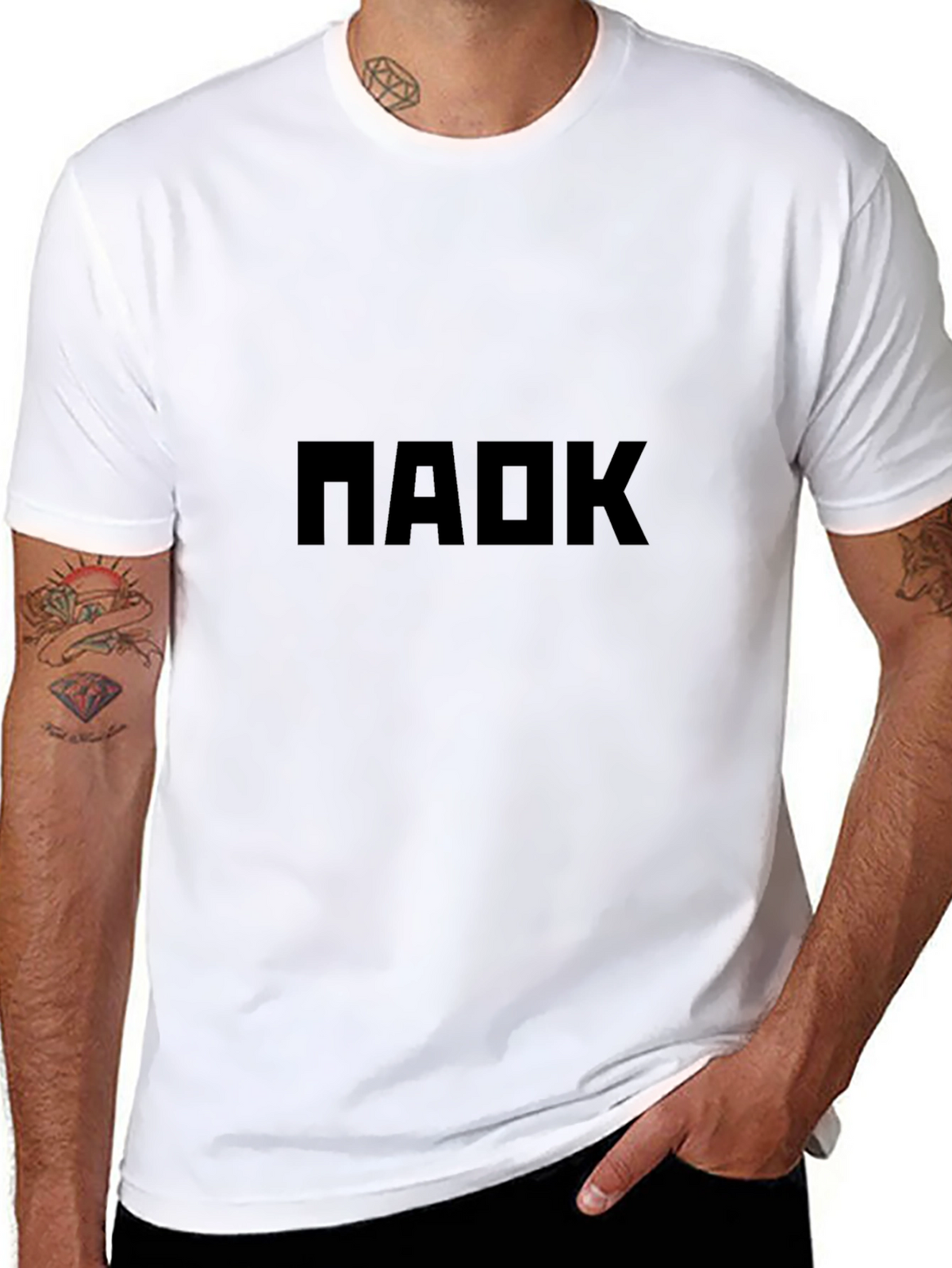 Mens Black T-Shirt with Bold Graphic Print