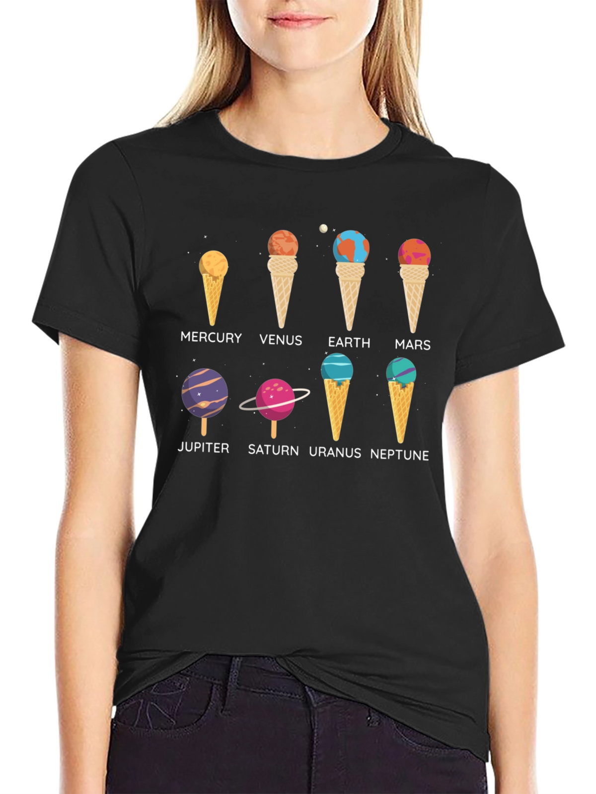 Planets Ice Cream T-Shirt - Astronomy Space Tee