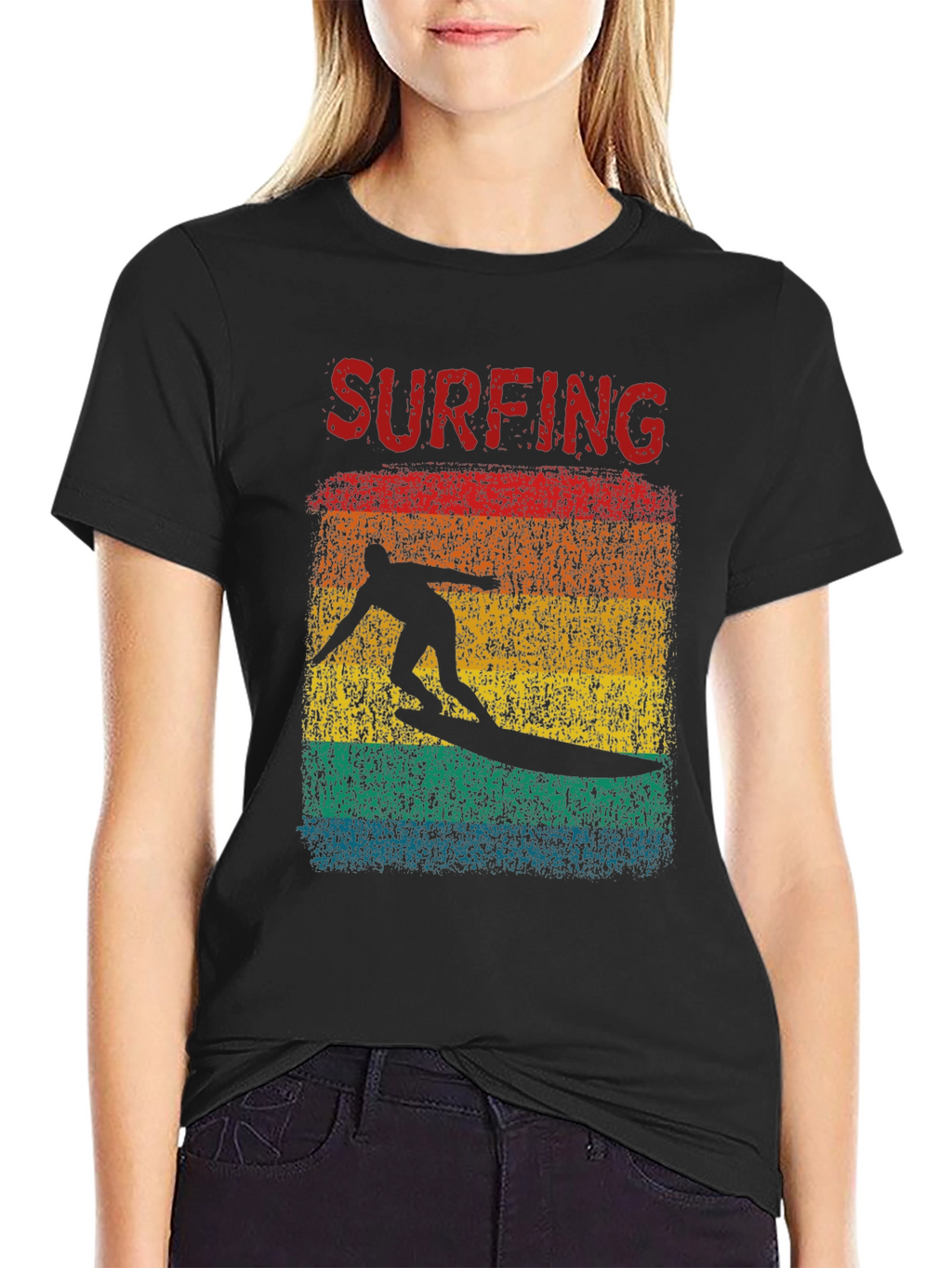 Surfing Retro Graphic Tee - Black