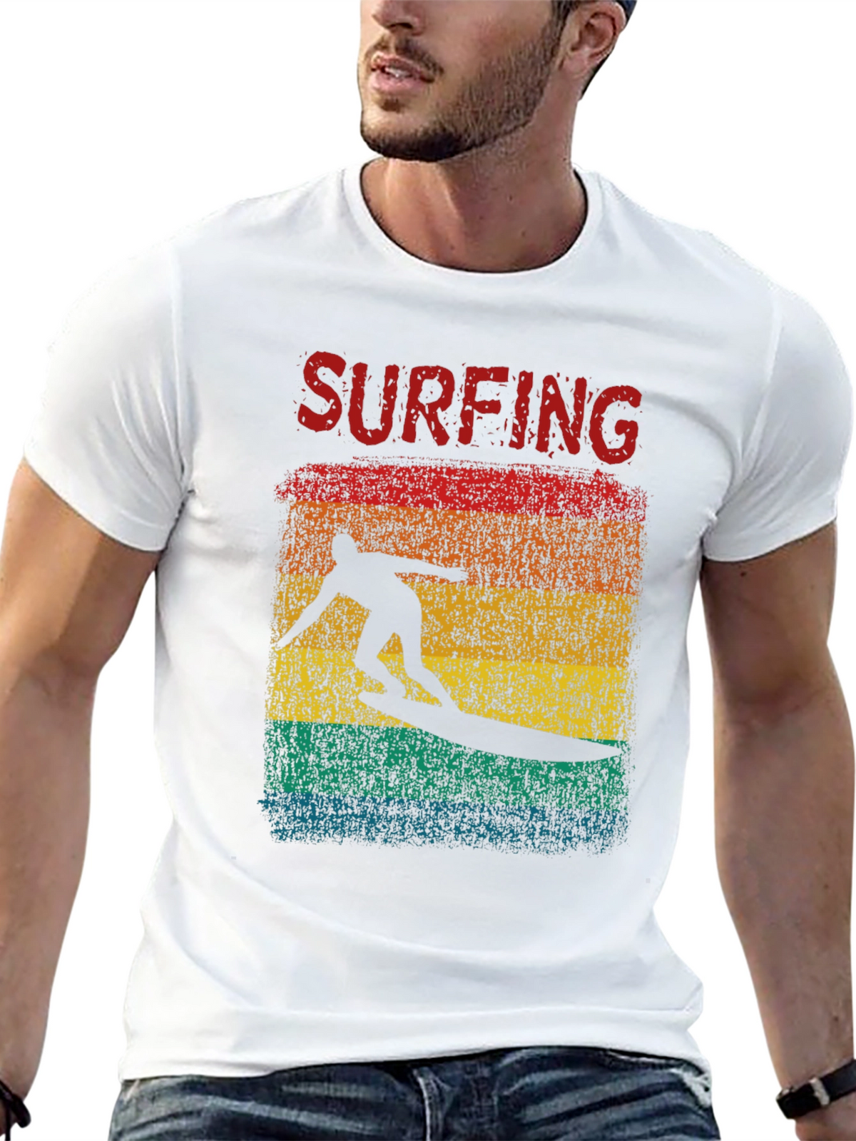 Surfing Retro Graphic Tee - Black