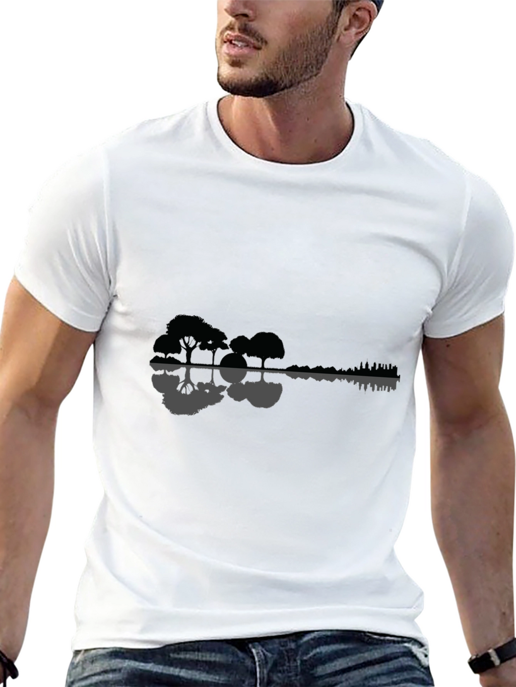 Nature Guitar Graphic Tee - Black Cotton Blend