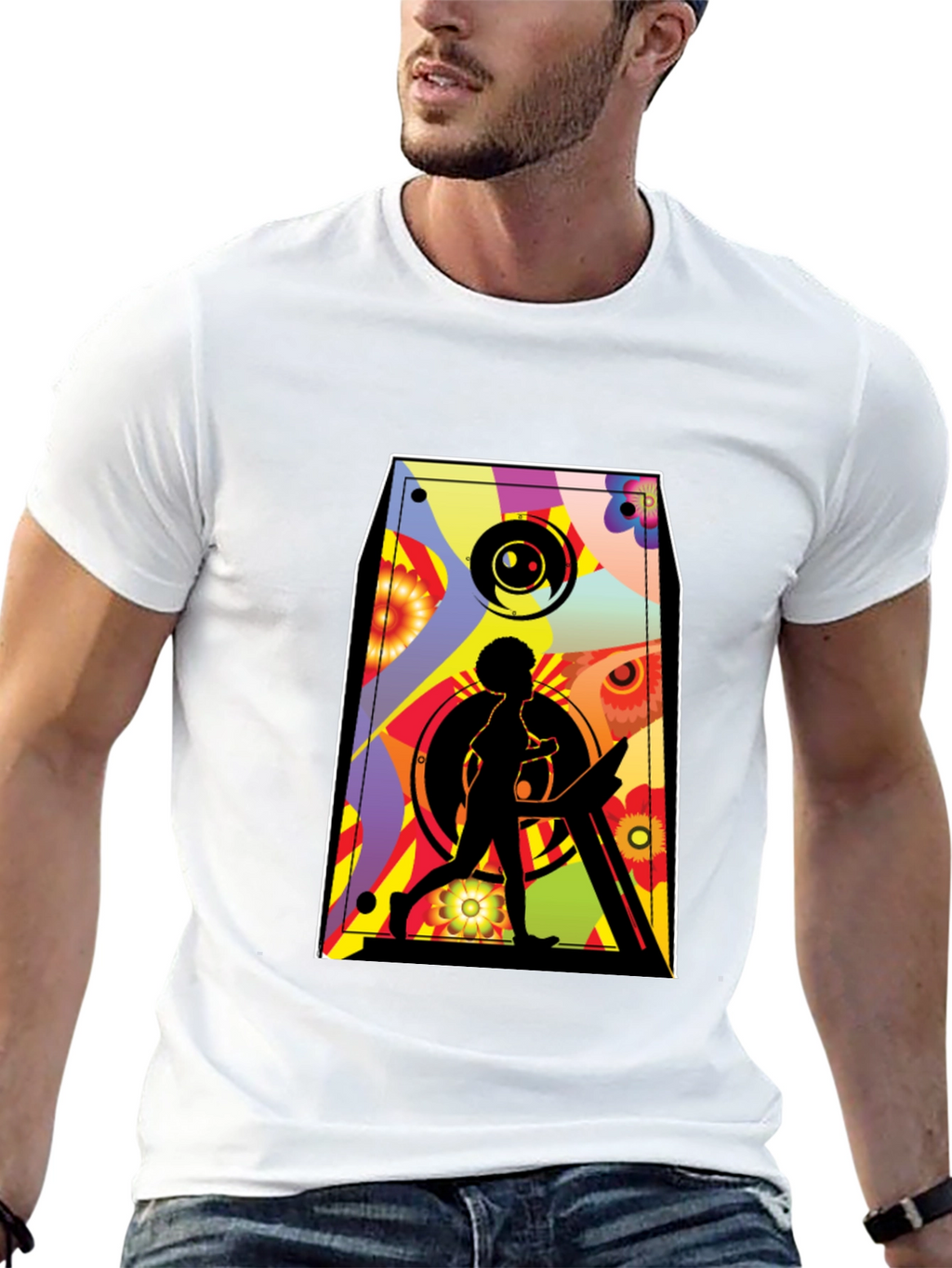 Retro Speaker Graphic Tee - Black Cotton Blend