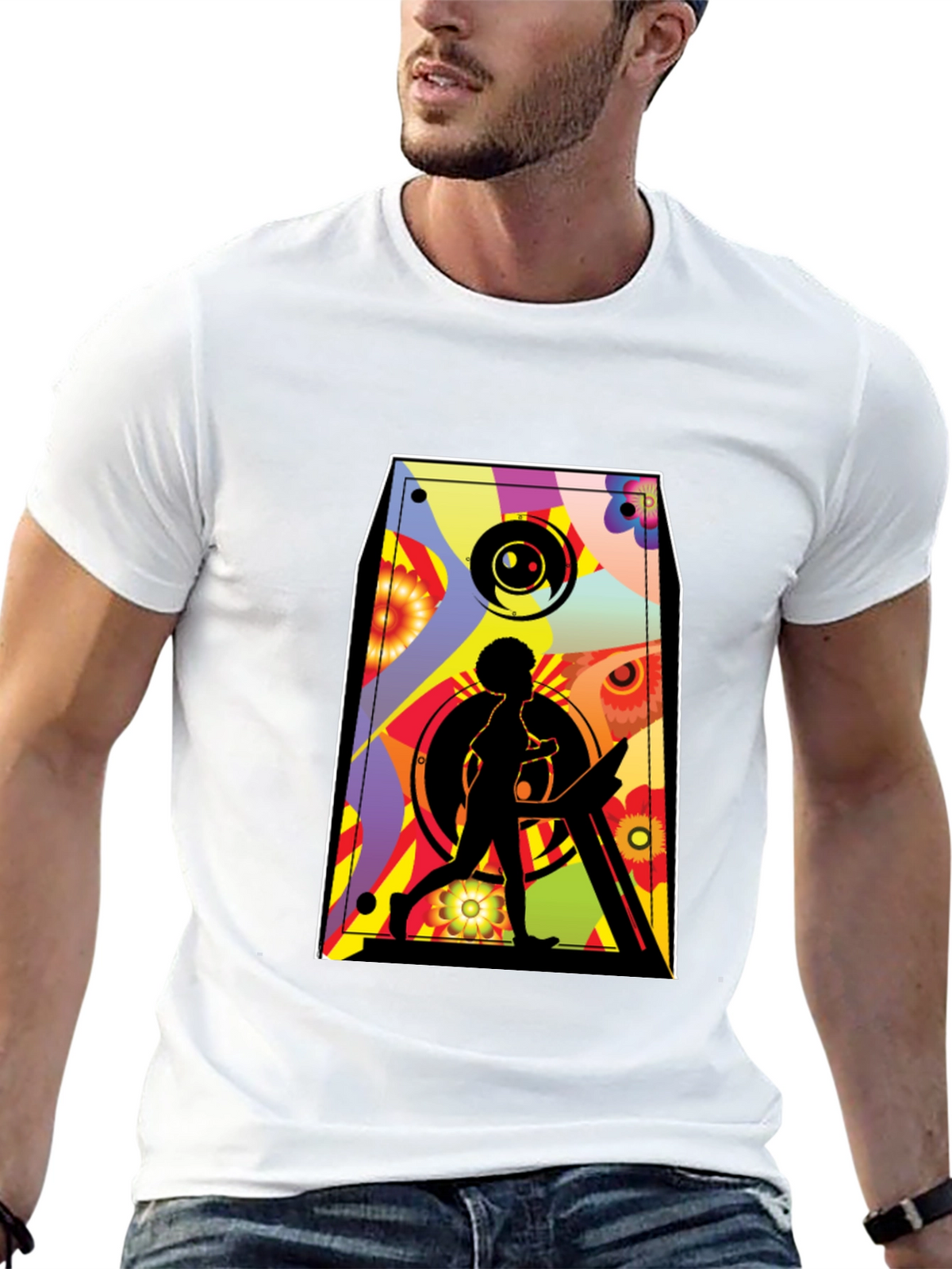Retro Speaker Graphic Tee - Black Cotton Blend
