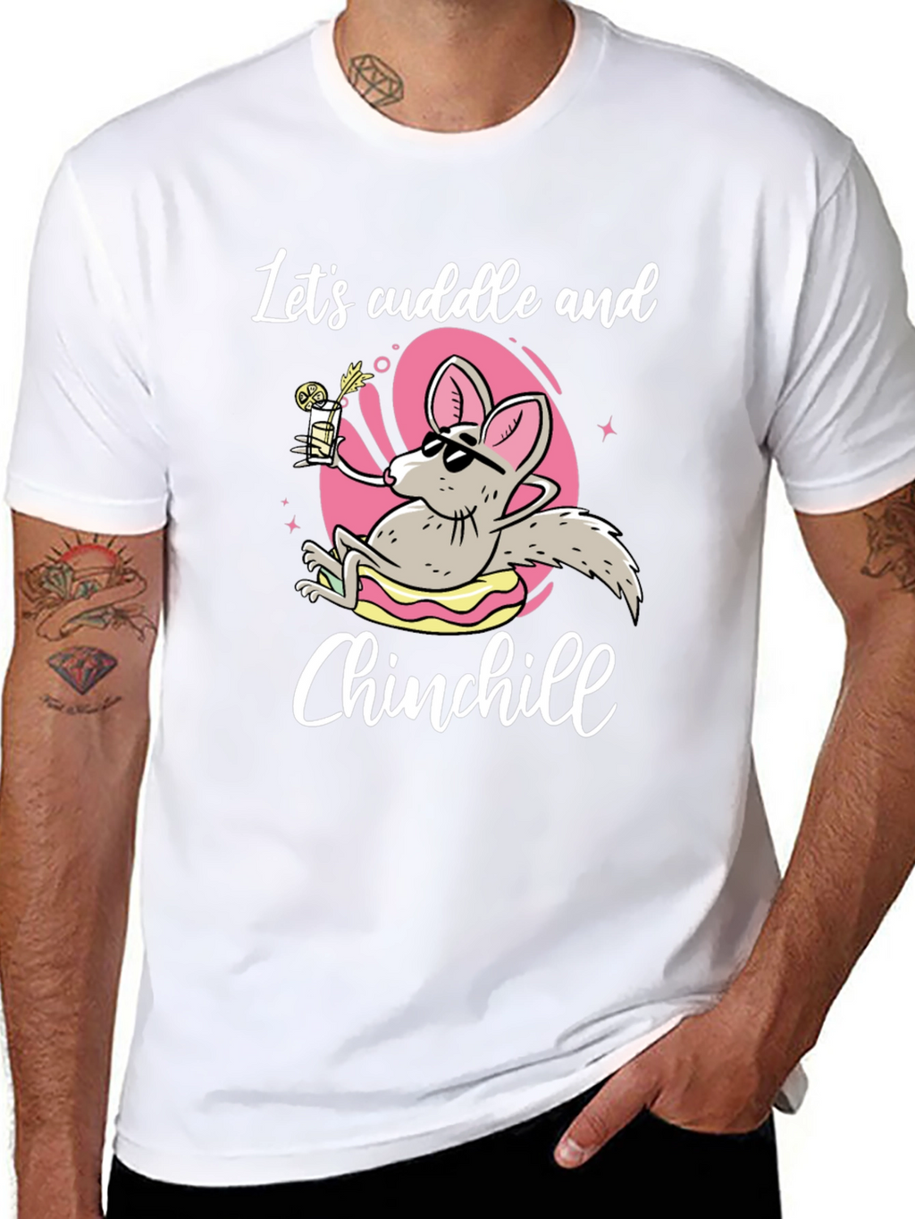 Lets Cuddle and Chinchill T-Shirt - Black Cotton Tee