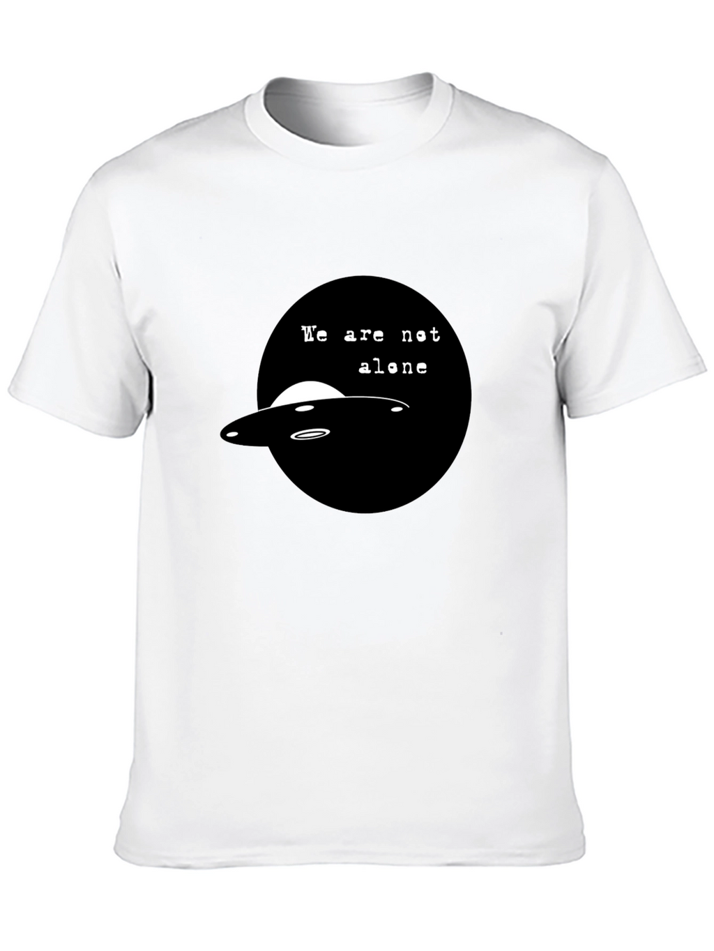 UFO We Are Not Alone Graphic Black T-Shirt