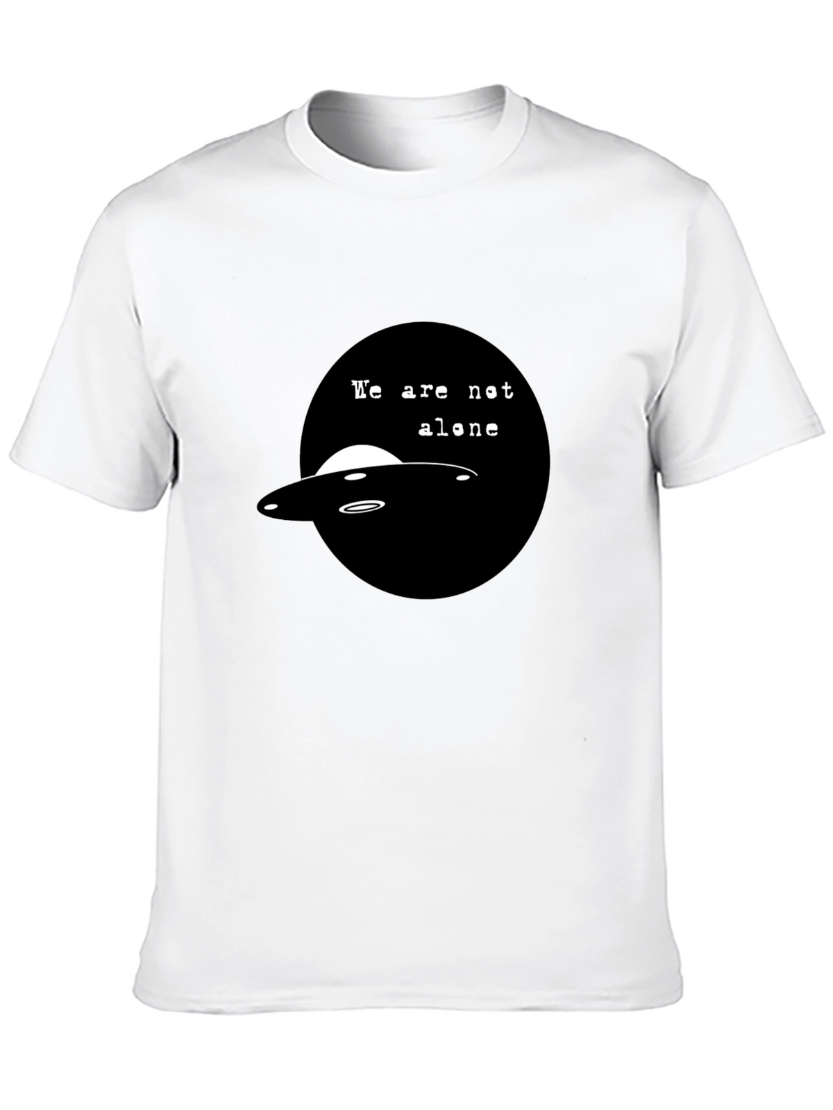 UFO We Are Not Alone Graphic Black T-Shirt