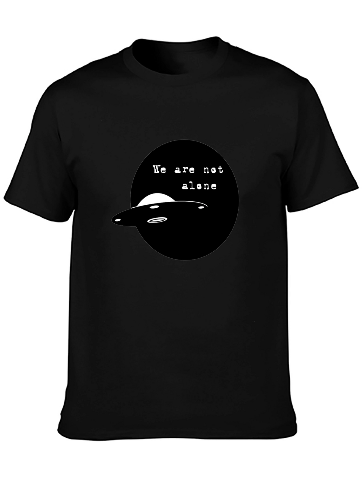 UFO We Are Not Alone Graphic Black T-Shirt
