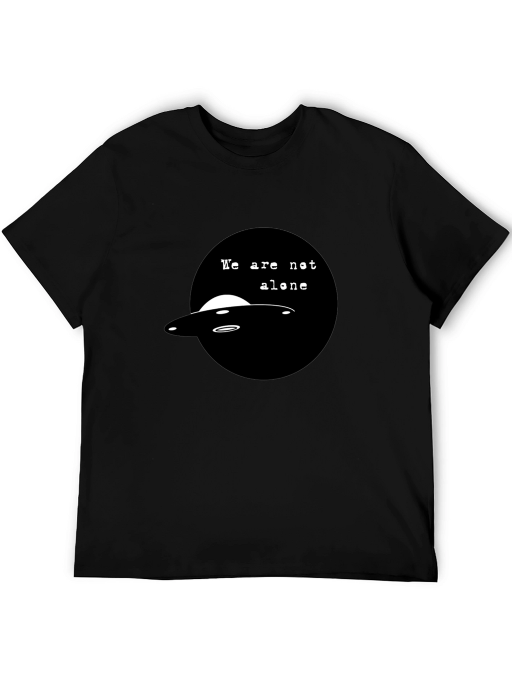 UFO We Are Not Alone Graphic Black T-Shirt