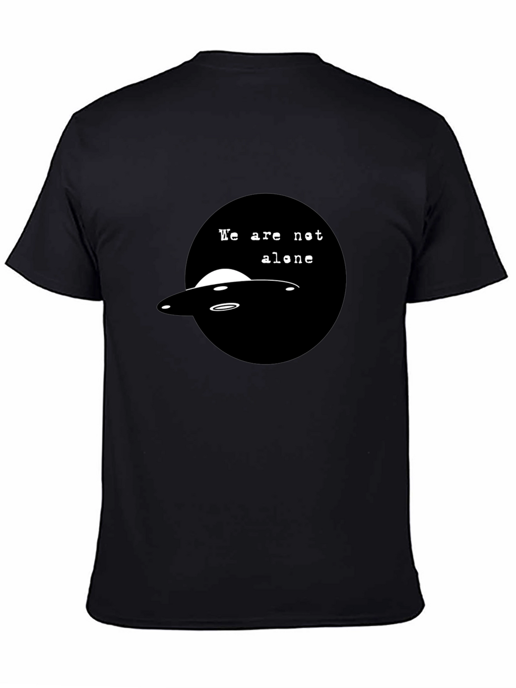 UFO We Are Not Alone Graphic Black T-Shirt