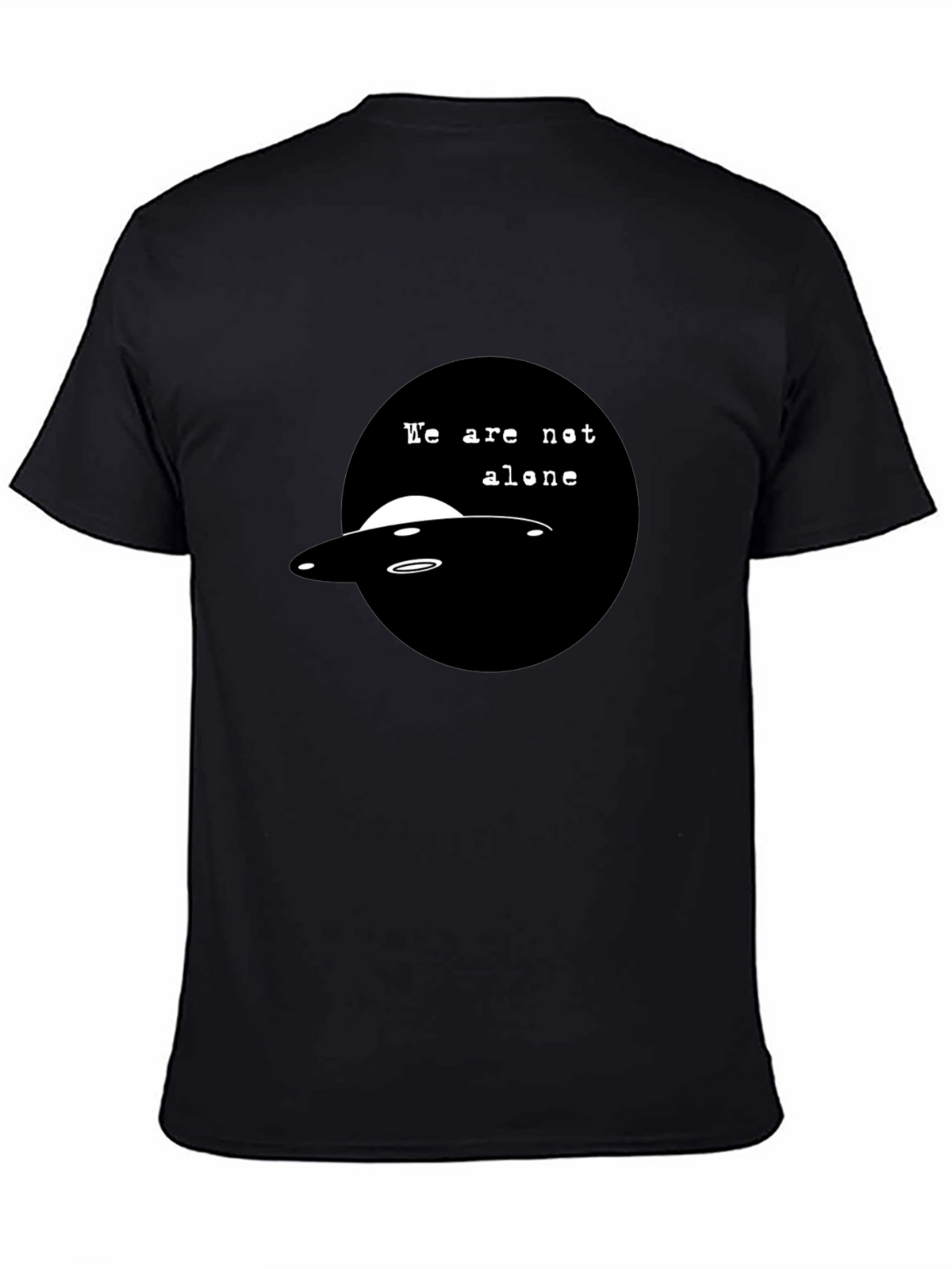 UFO We Are Not Alone Graphic Black T-Shirt