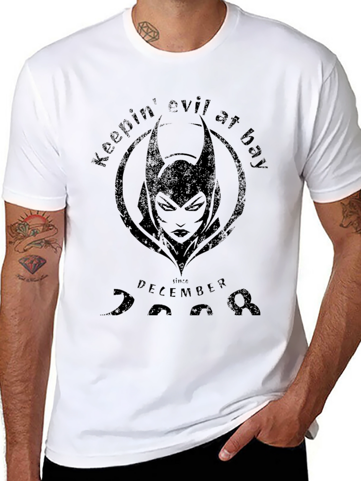 Keepin Evil At Bay Black Graphic Tee