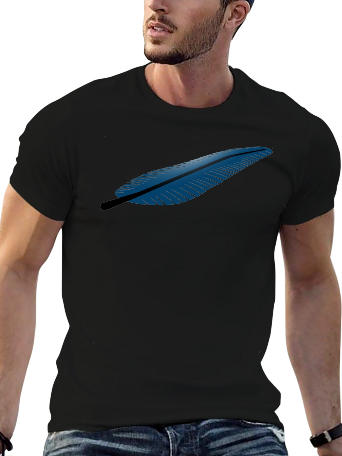 Feather Graphic Black T-Shirt