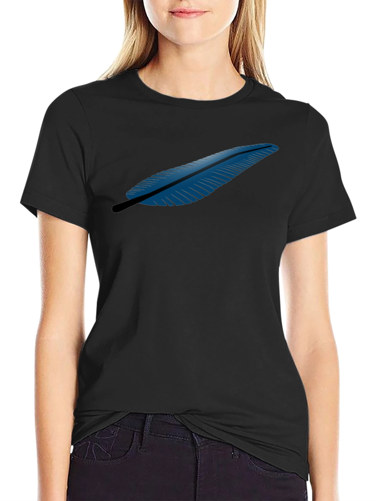 Feather Graphic Black T-Shirt