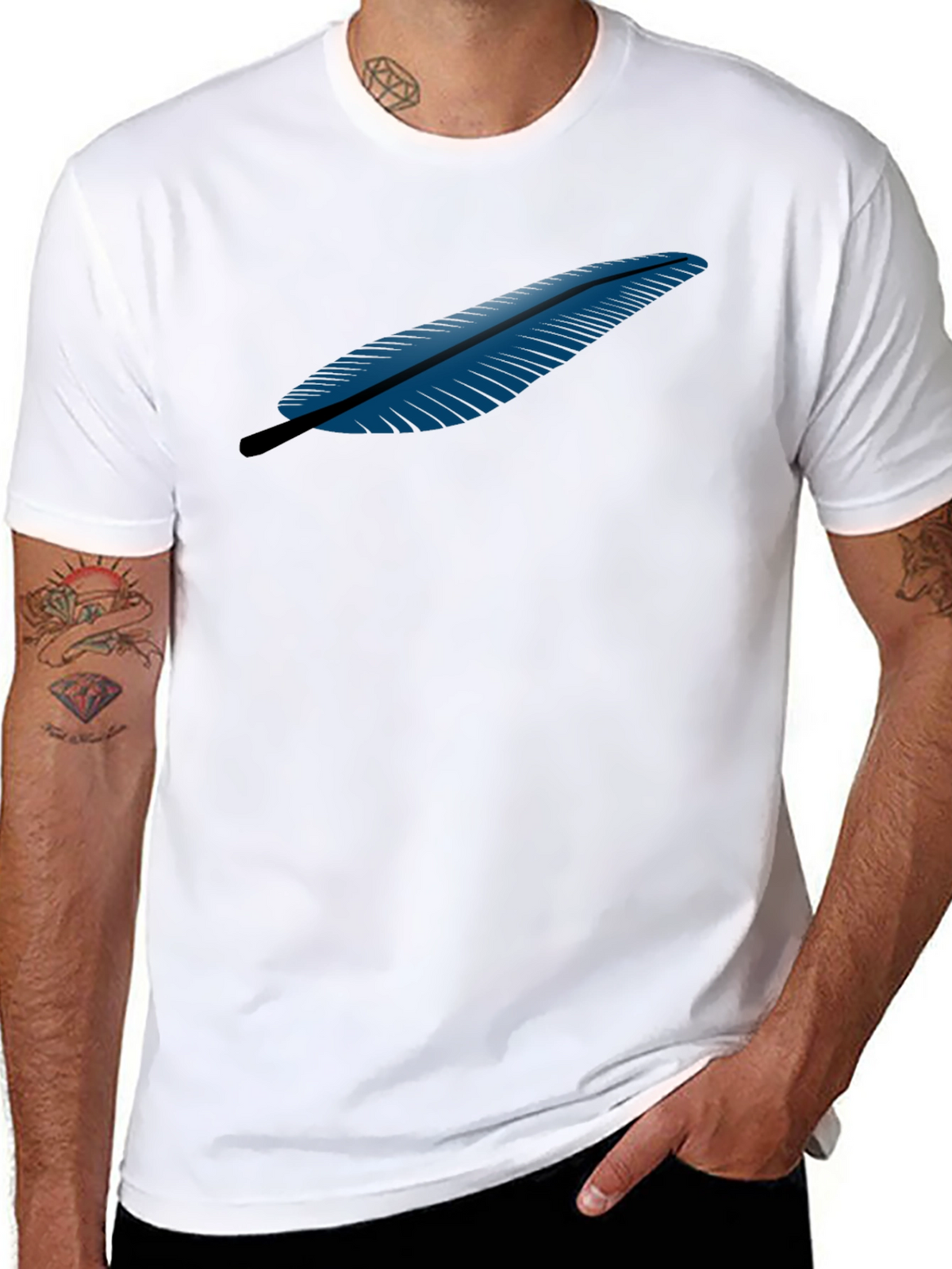 Feather Graphic Black T-Shirt
