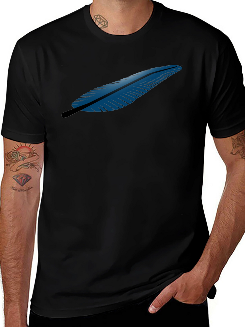 Feather Graphic Black T-Shirt