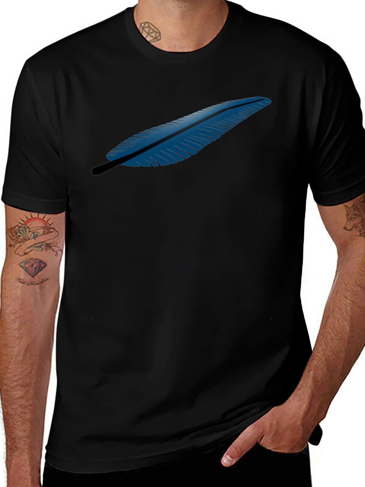 Feather Graphic Black T-Shirt