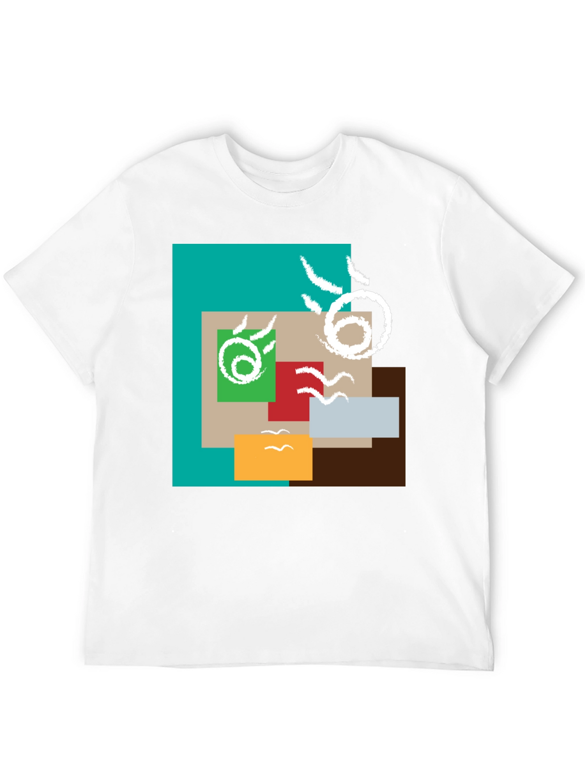 Abstract Squares Graphic Print Black Tee