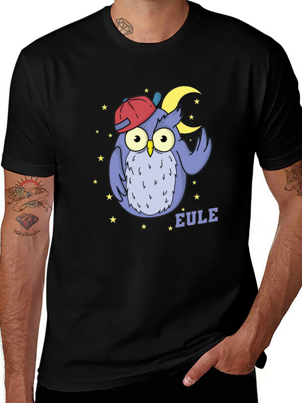 Owl with Cap T-Shirt - Cute Cartoon Design