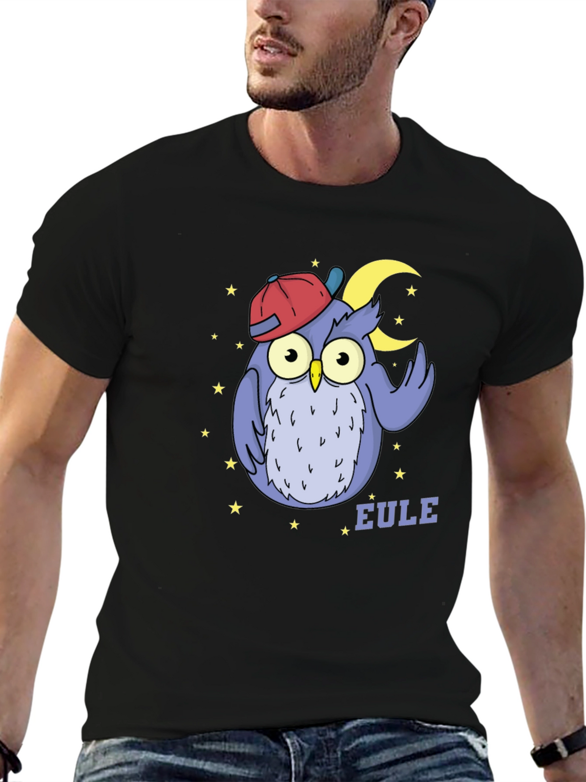 Owl with Cap T-Shirt - Cute Cartoon Design