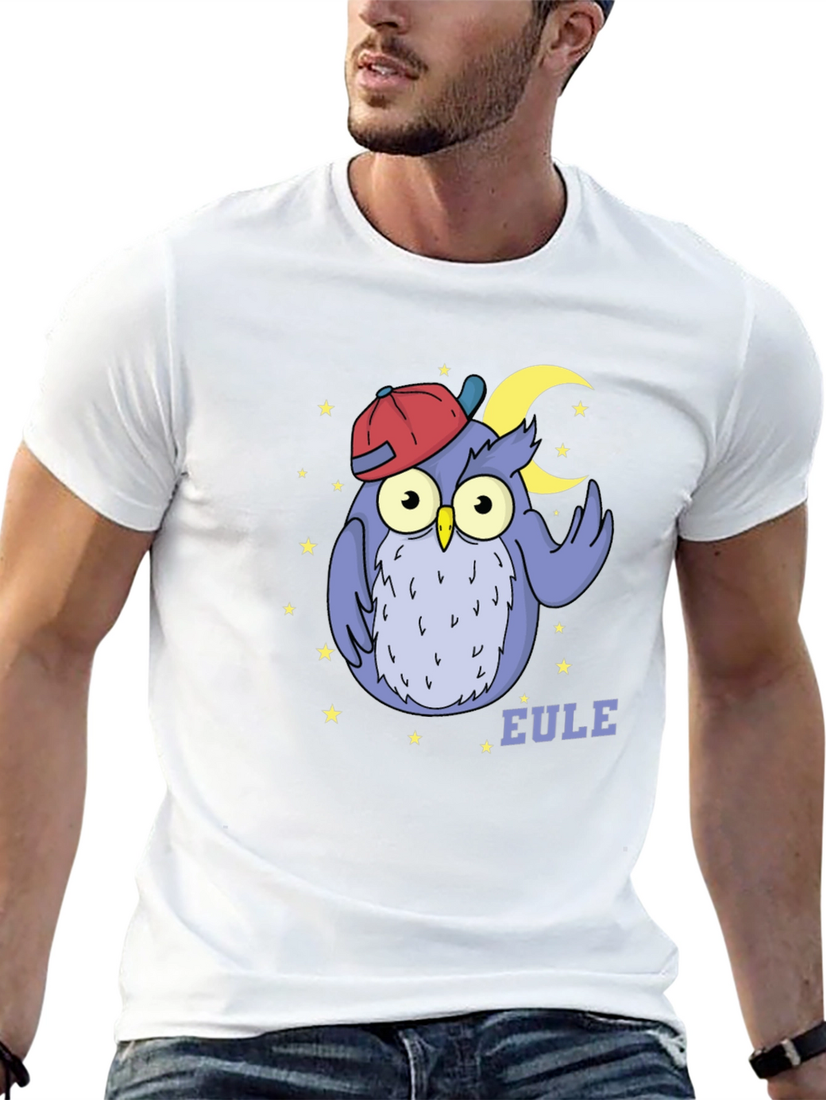 Owl with Cap T-Shirt - Cute Cartoon Design