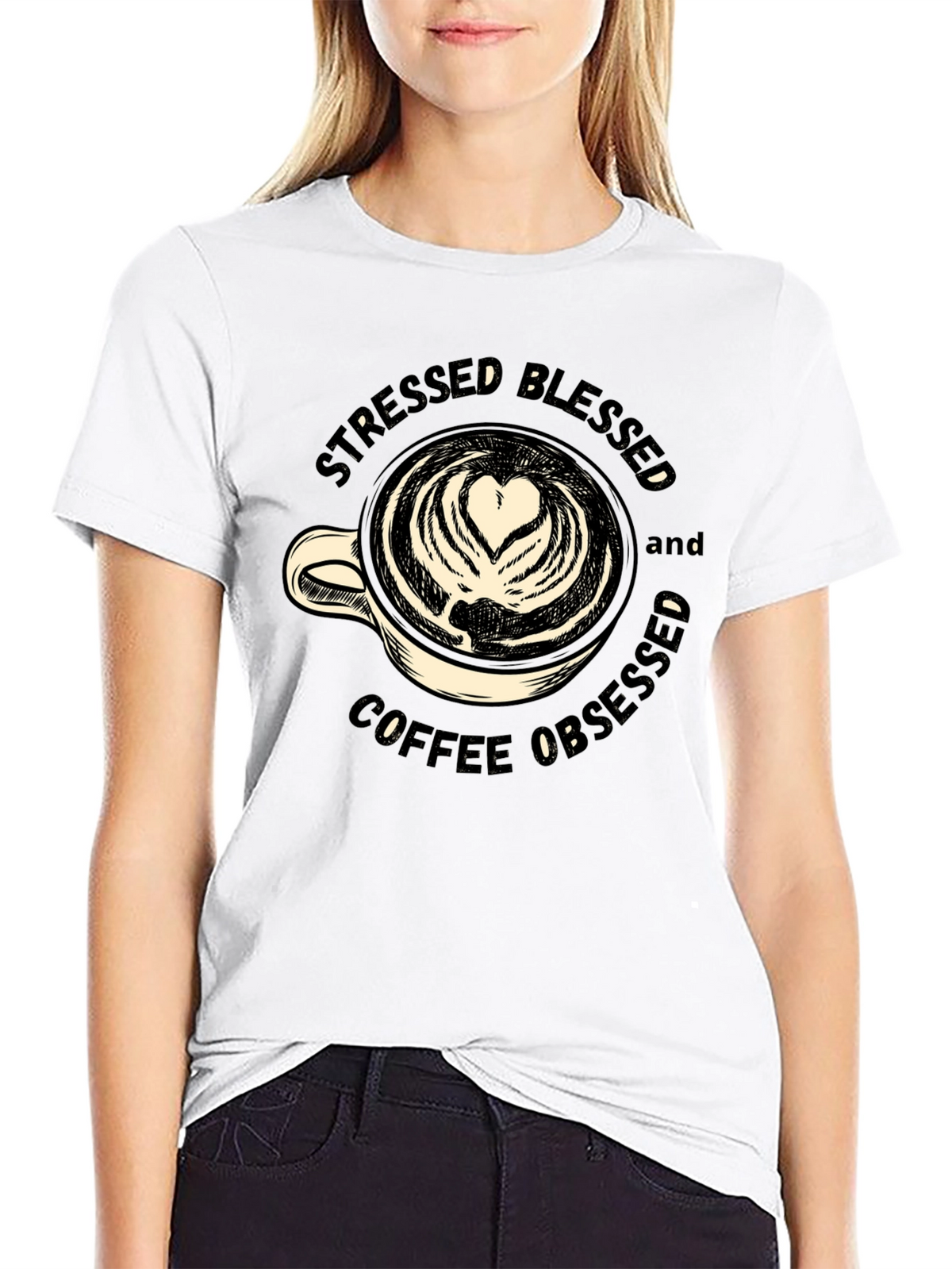 Stressed Blessed Coffee Obsessed Graphic Tee