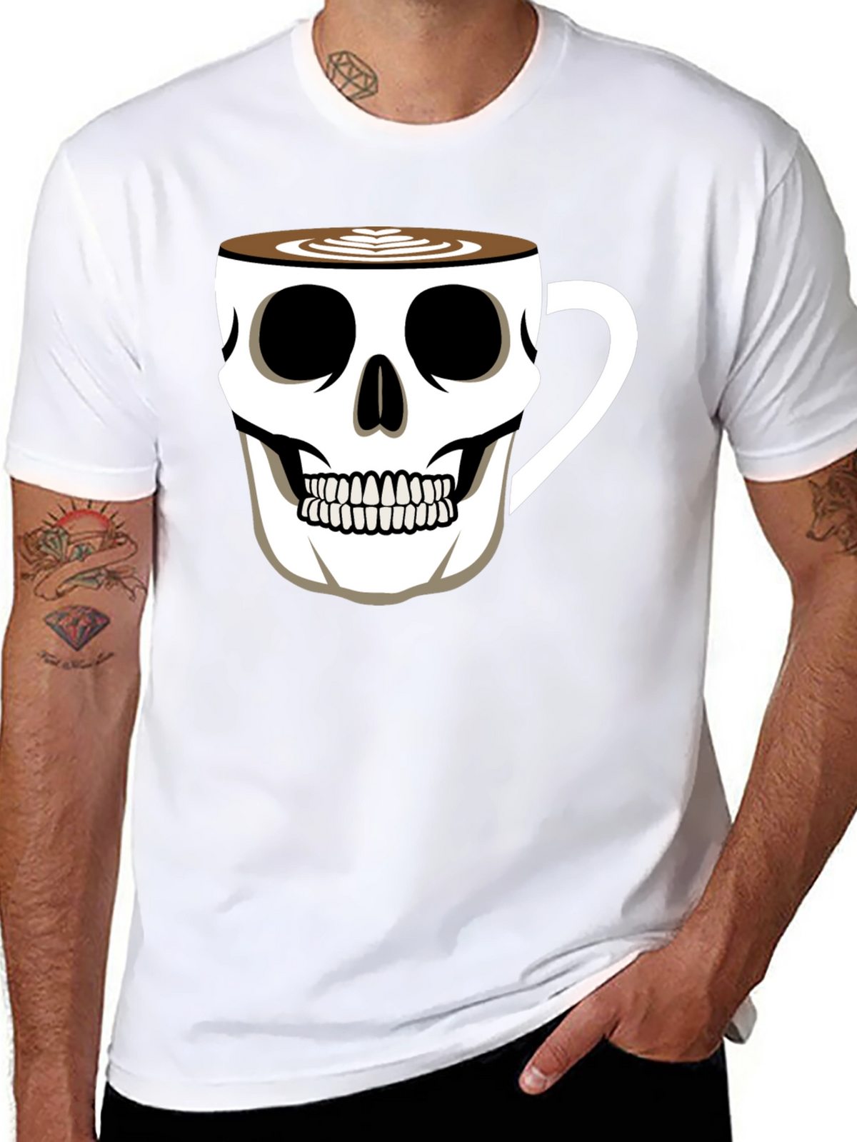 Skull Coffee Cup T-Shirt - Black Graphic Tee
