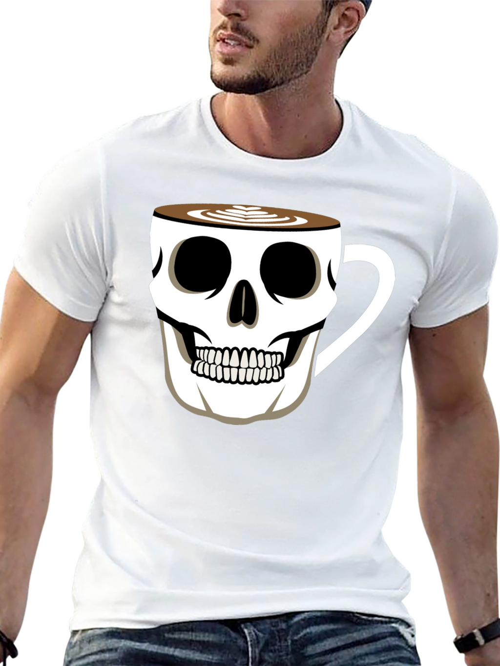 Skull Coffee Cup T-Shirt - Black Graphic Tee