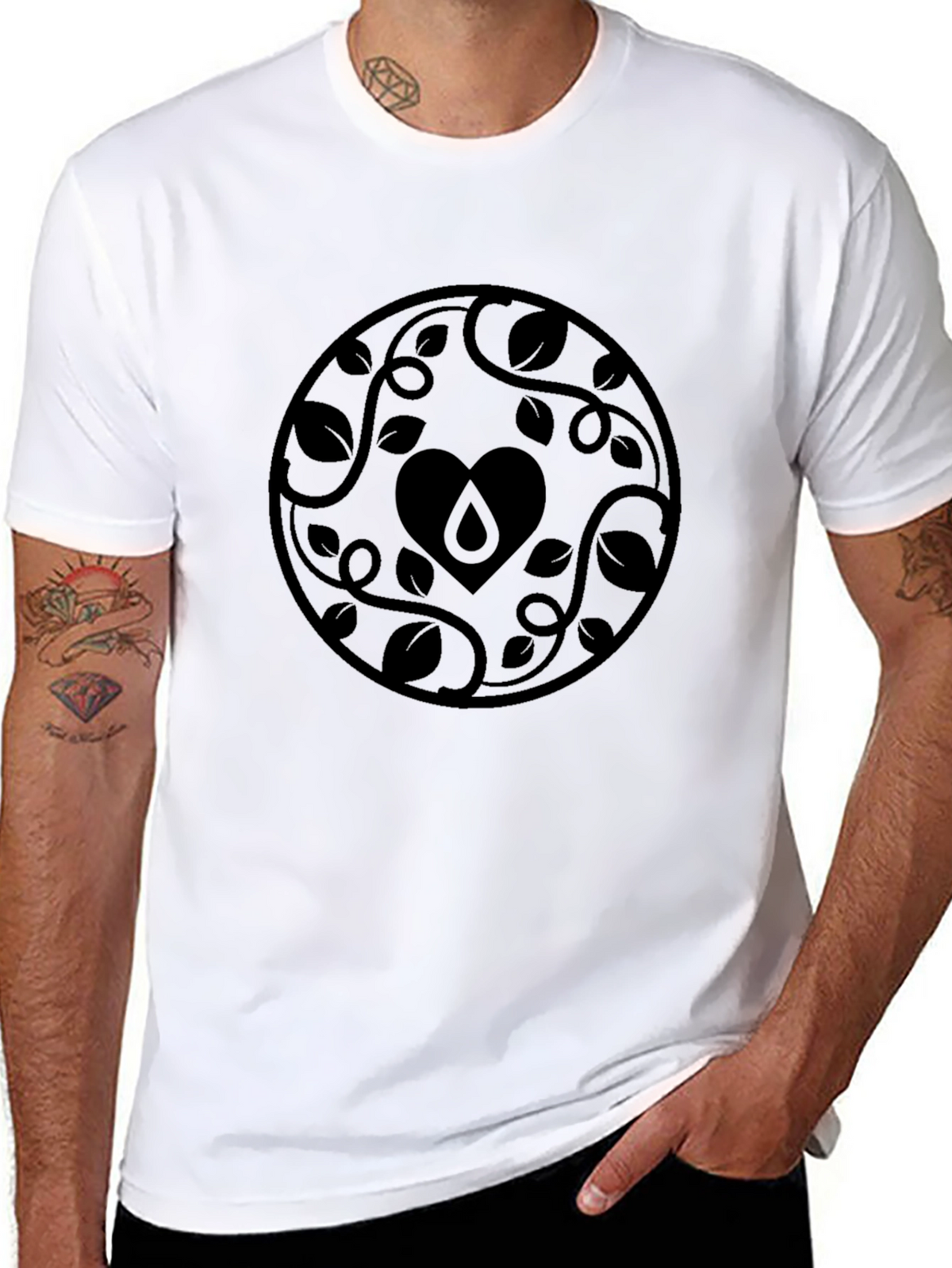 Nature Heart Graphic Black T-Shirt
