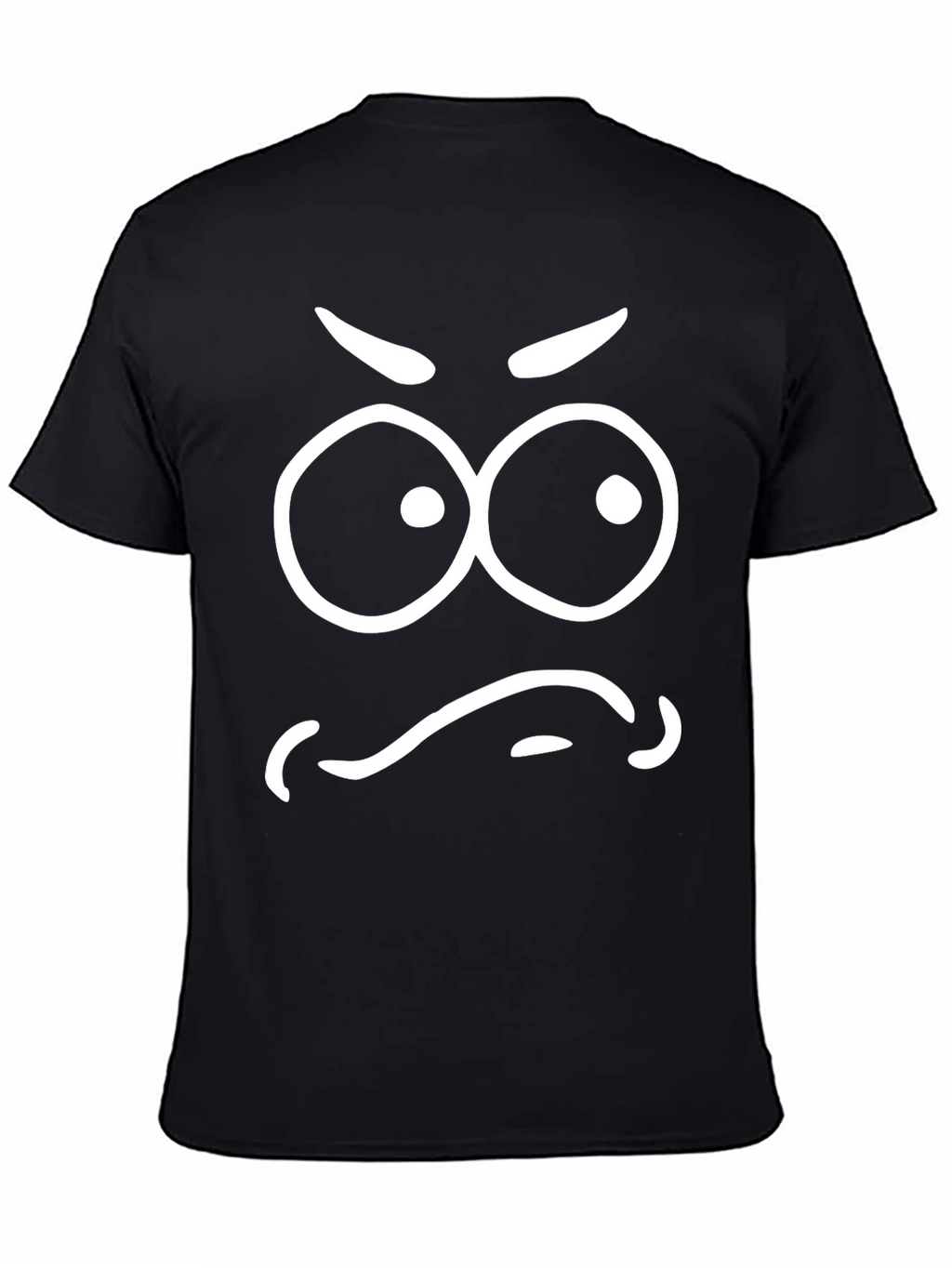 Grumpy Face Graphic T-Shirt - Black Cotton Tee