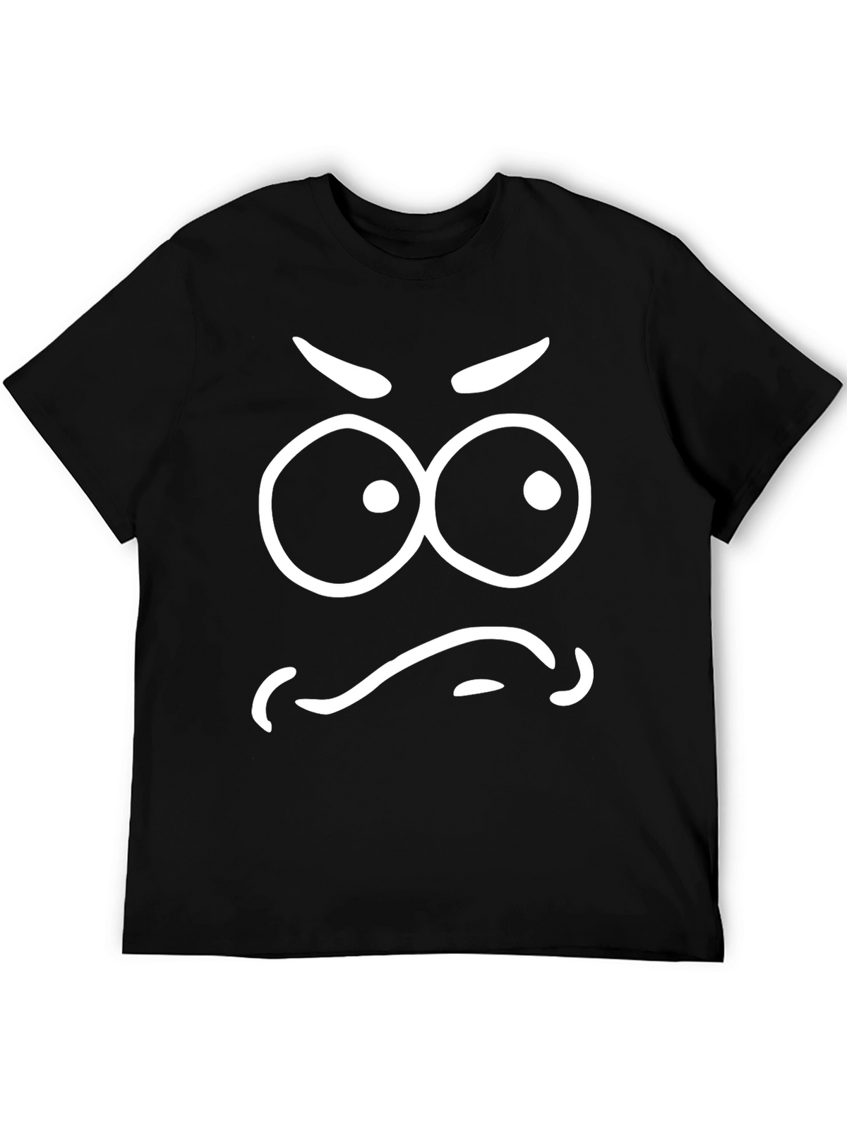 Grumpy Face Graphic T-Shirt - Black Cotton Tee