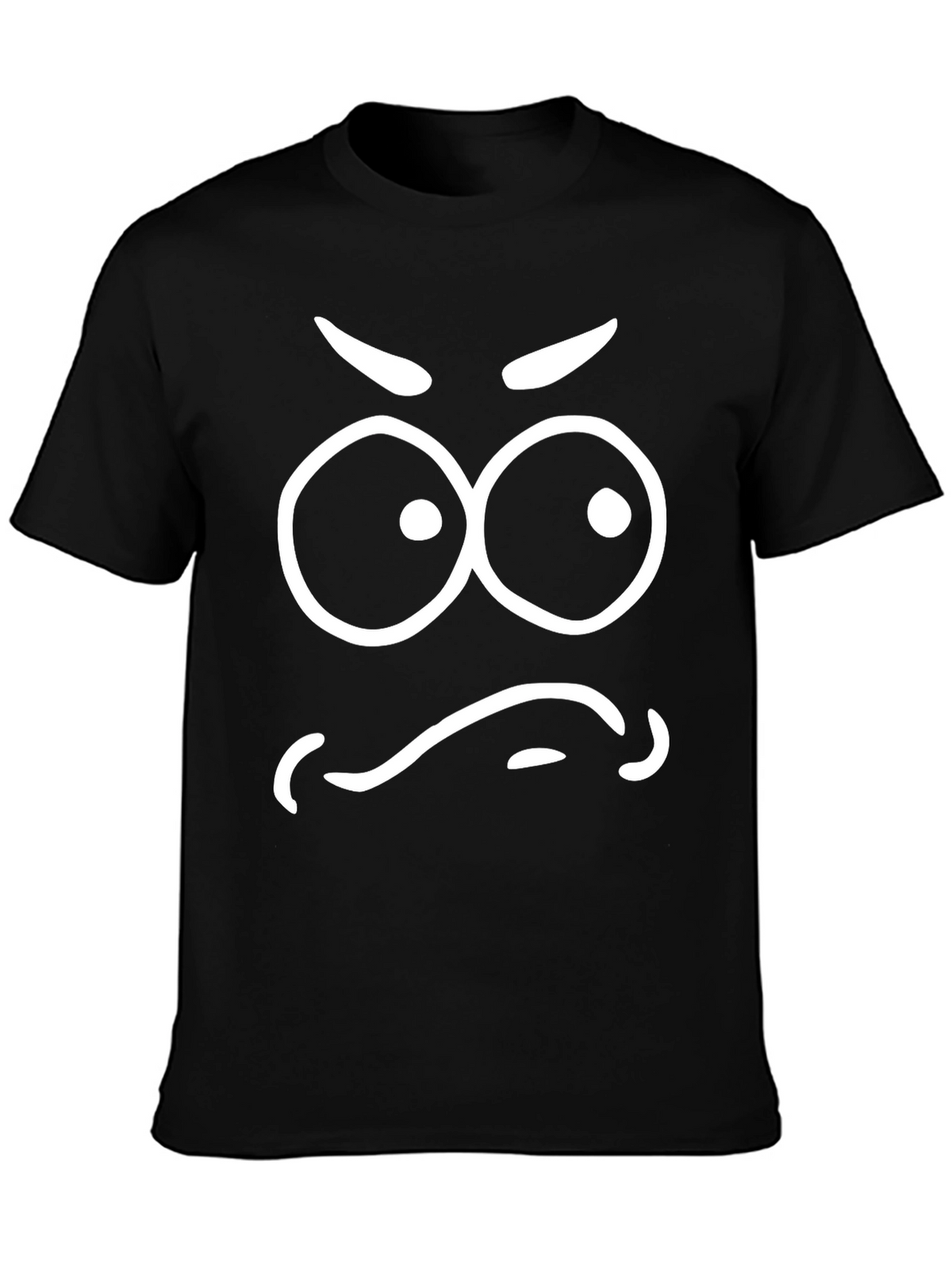 Grumpy Face Graphic T-Shirt - Black Cotton Tee