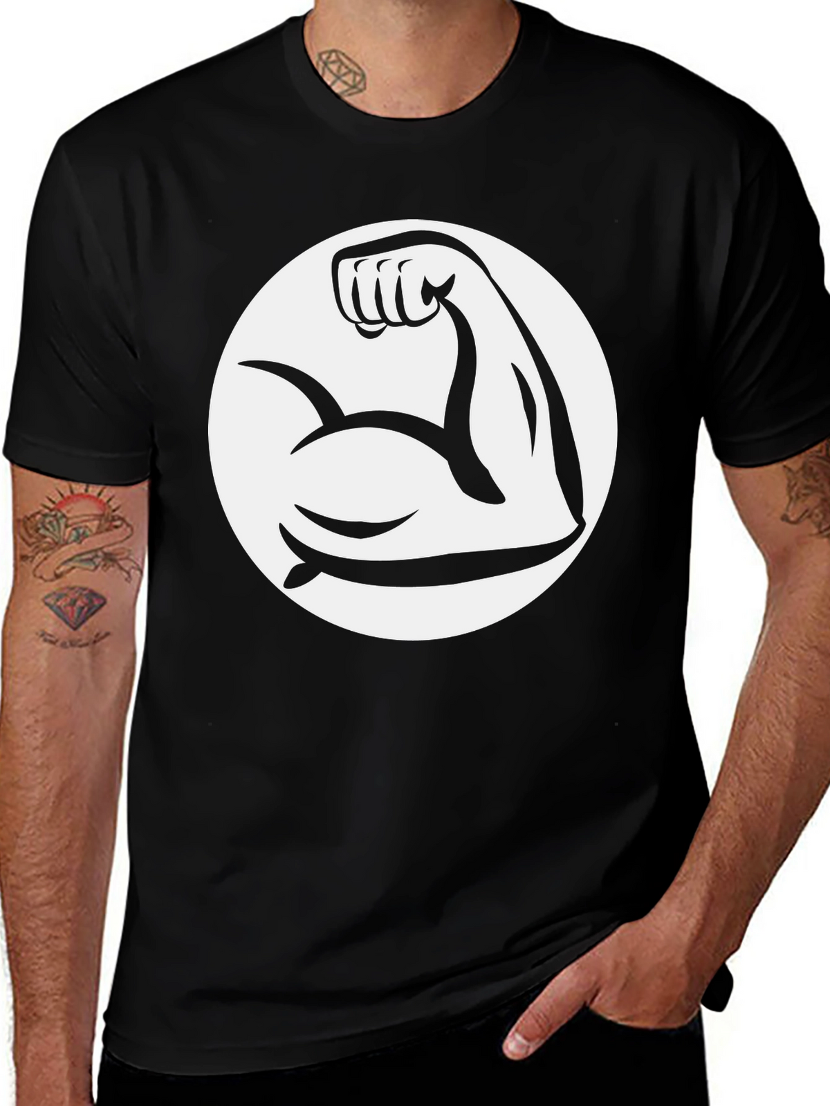 Black Muscle Arm Graphic Tee